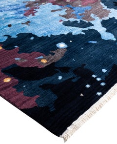Traditional Abstract Wool, Silk Hand Knotted Black Area Rug 8' 1" x 10' 6"