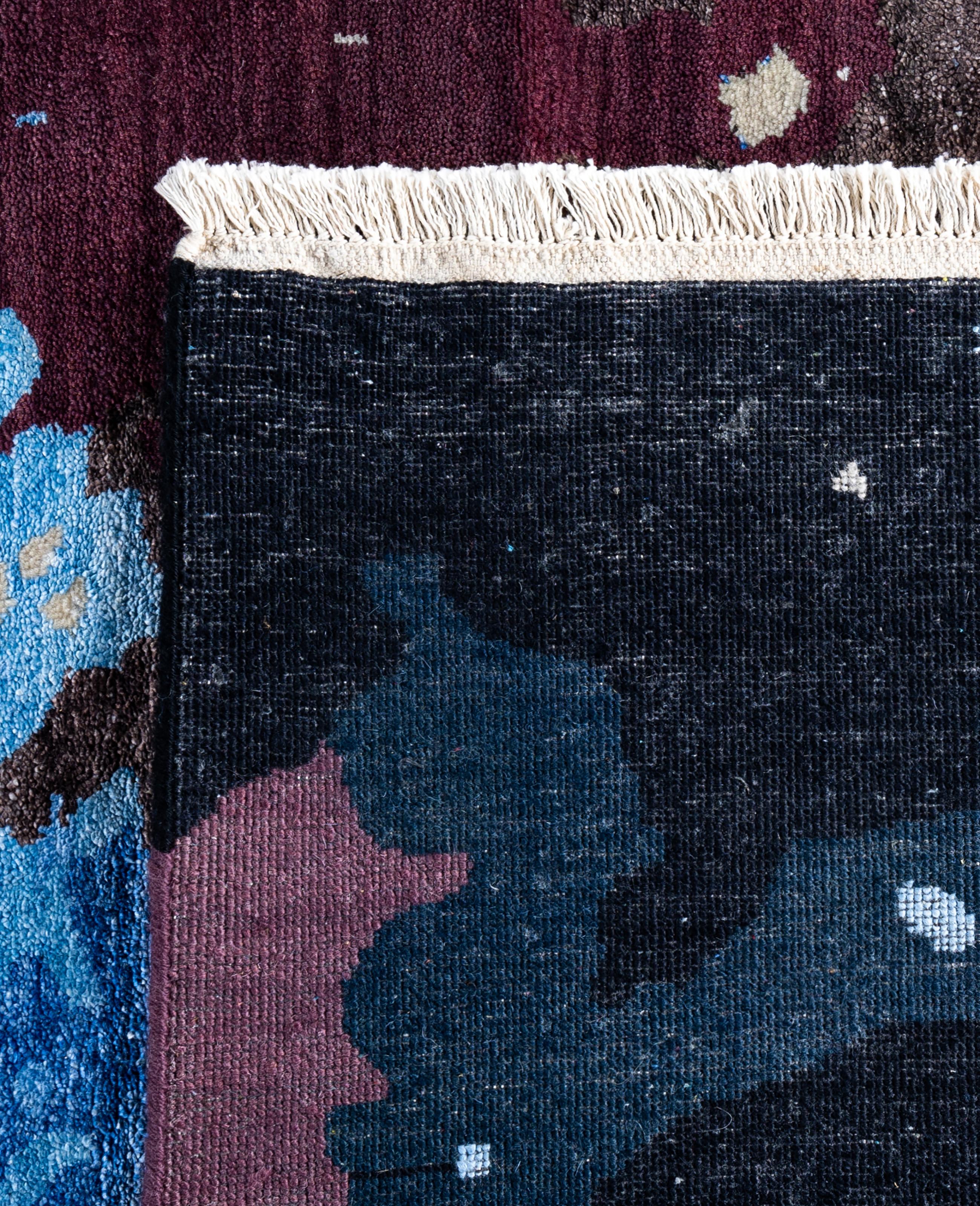 Traditional Abstract Wool, Silk Hand Knoted Black Area Rugs 8' 1