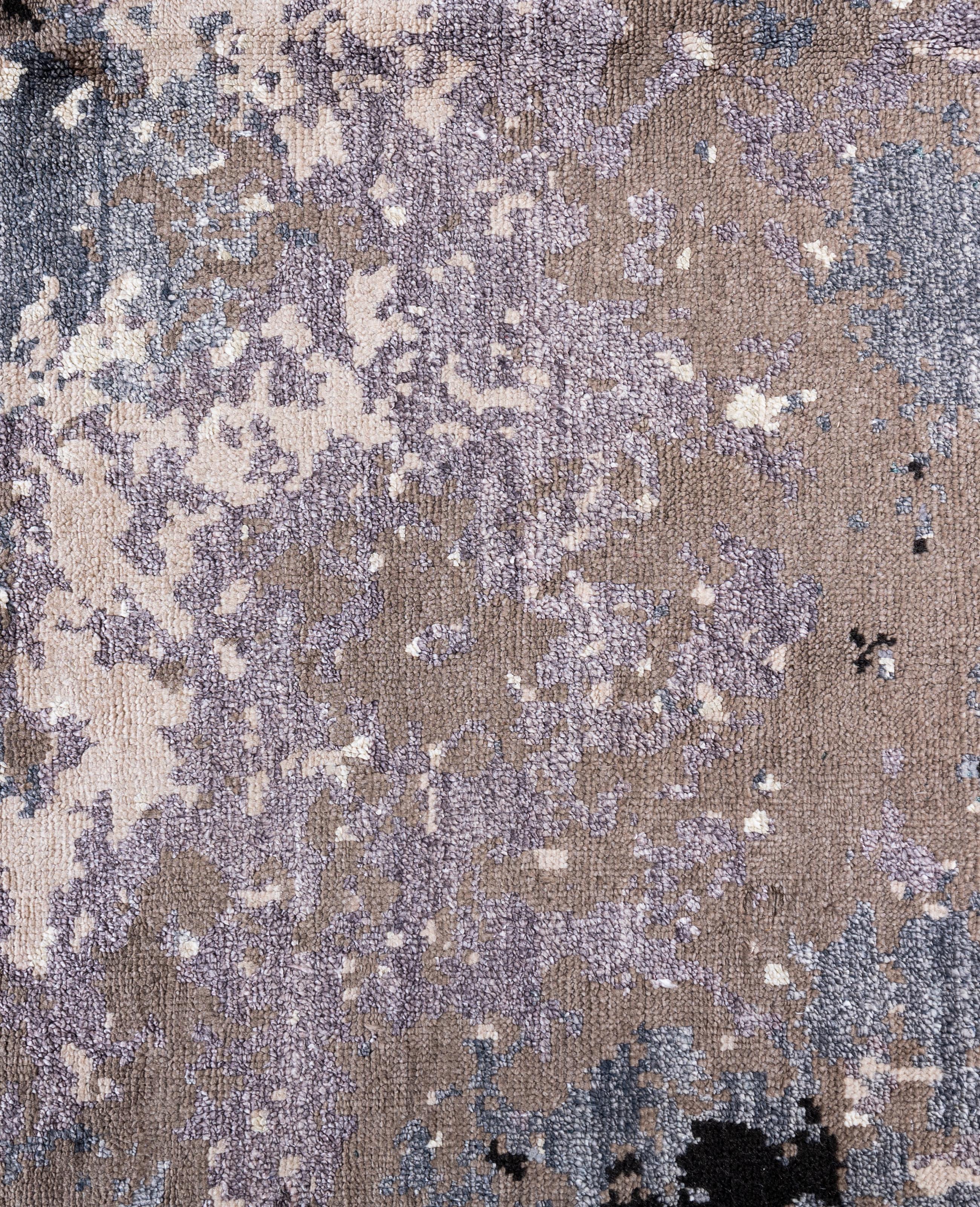 Indiano Traditional Abstract Wool, Silk Hand Knotted Black Area Rugs 8' 2