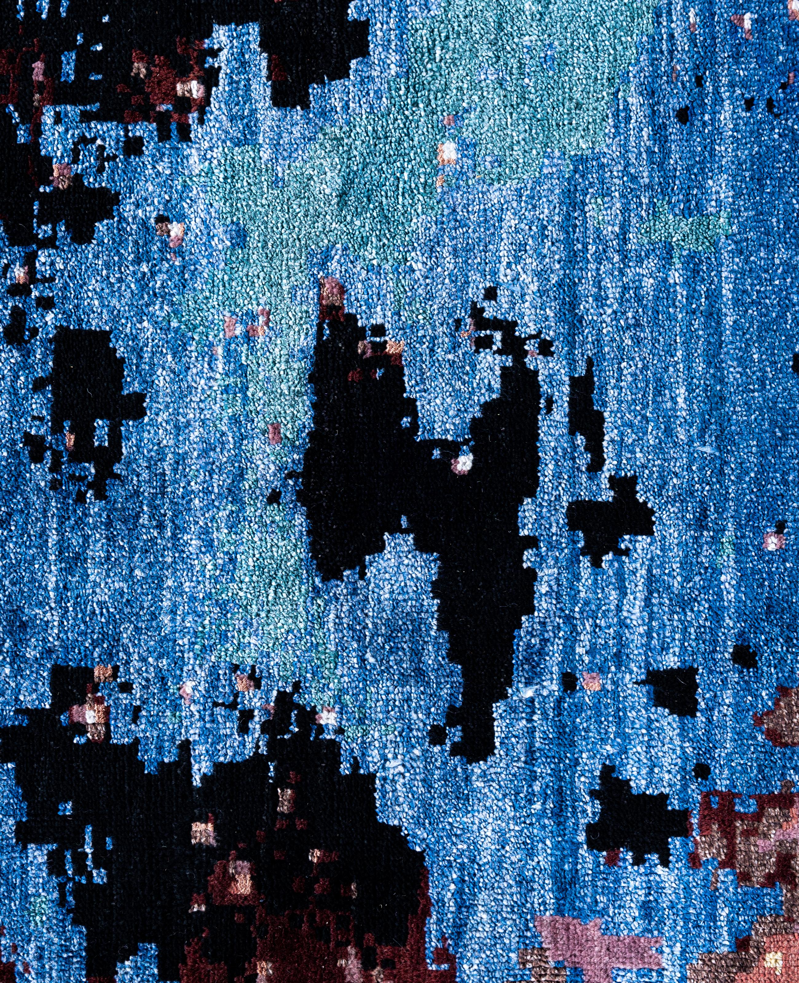 Indiano Traditional Abstract Wool, Silk Hand Knoted Black Area Rugs 8' 2
