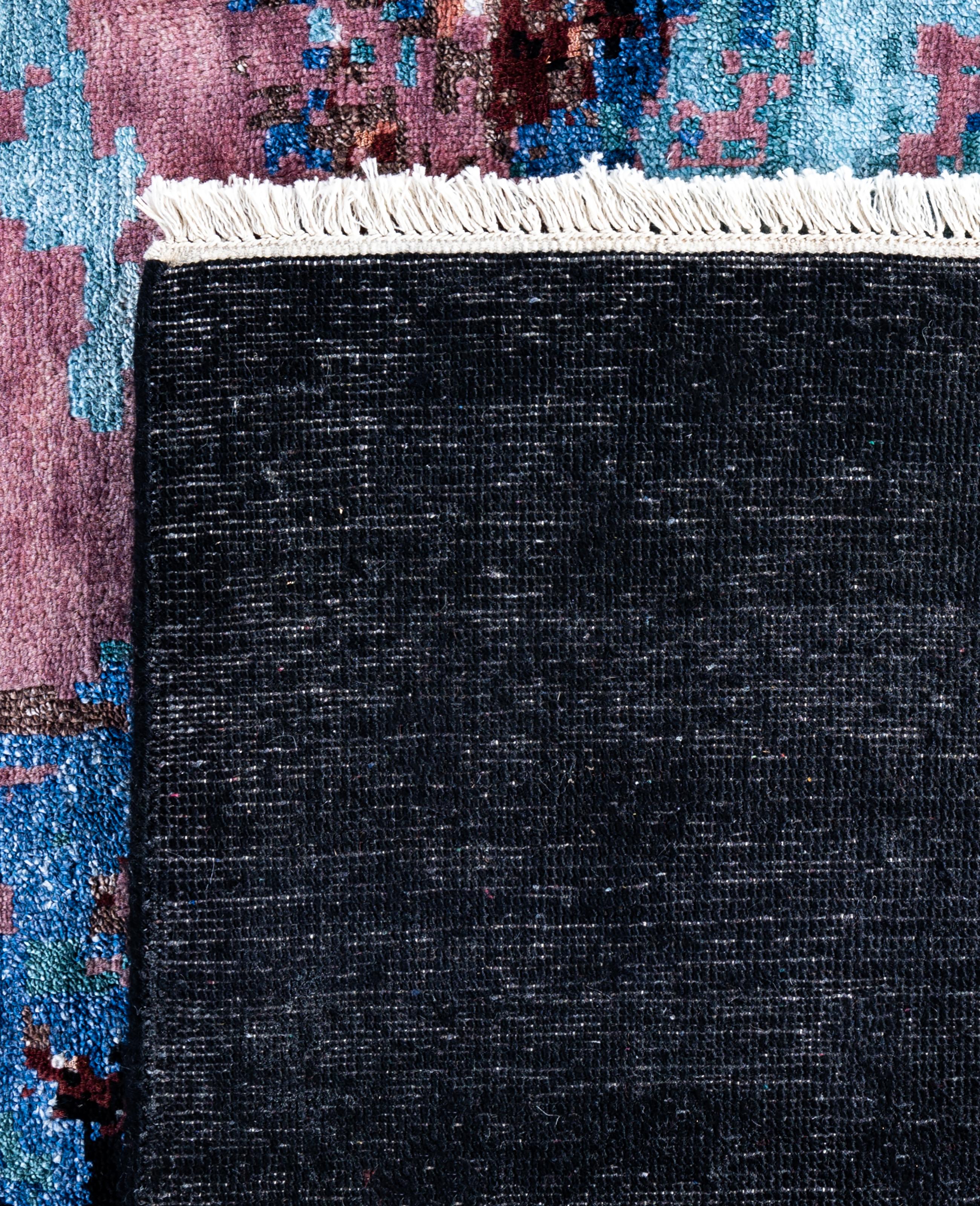 Traditional Abstract Wool, Silk Hand Knoted Black Area Rugs 8' 2