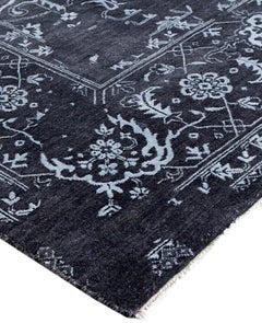Traditional Abstract Wool, Silk Hand Knotted Black Area Rug 9' 0" x 11' 9"