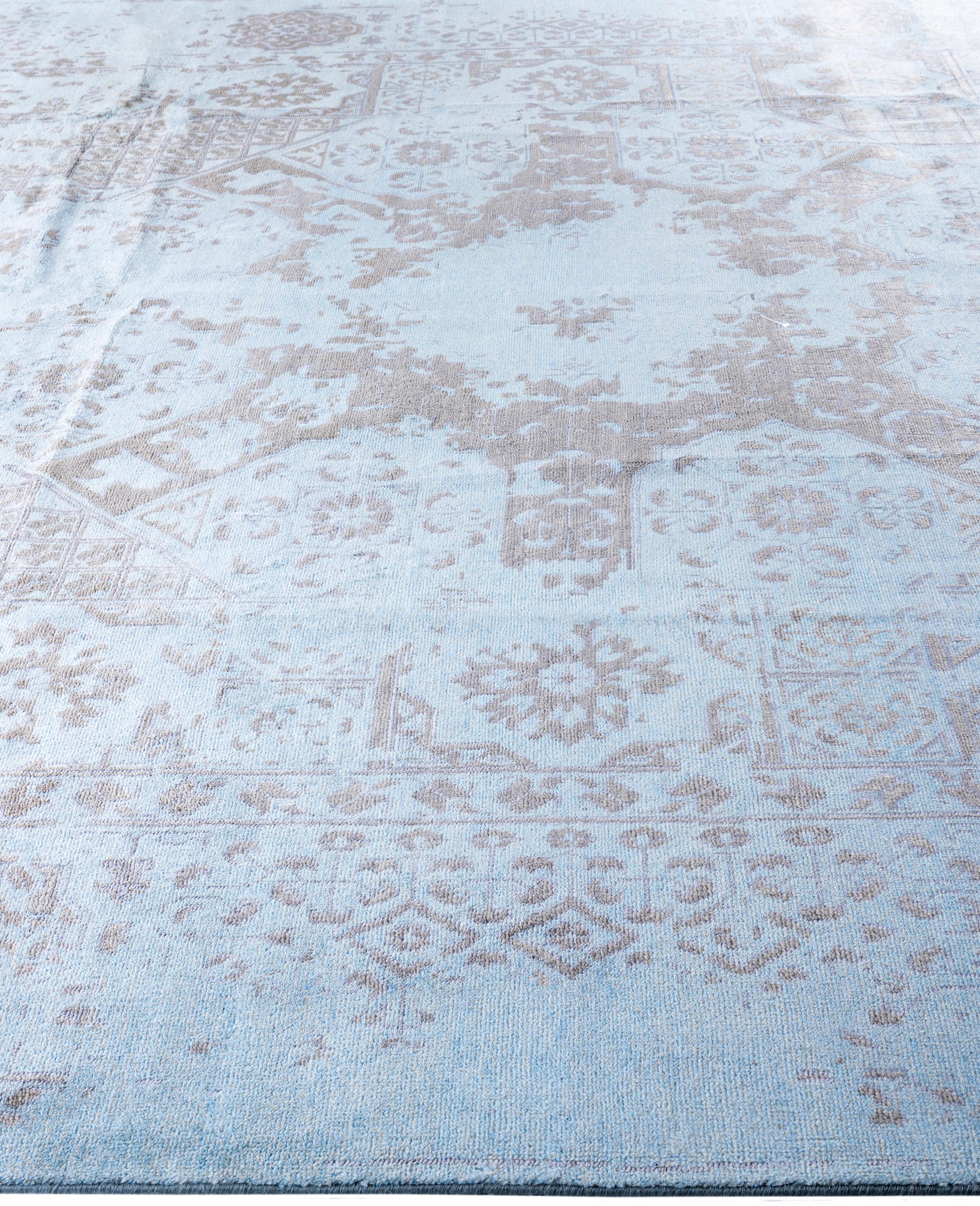 Noué à la main Tapis traditionnel abstrait bleu noué à la main 9' 1