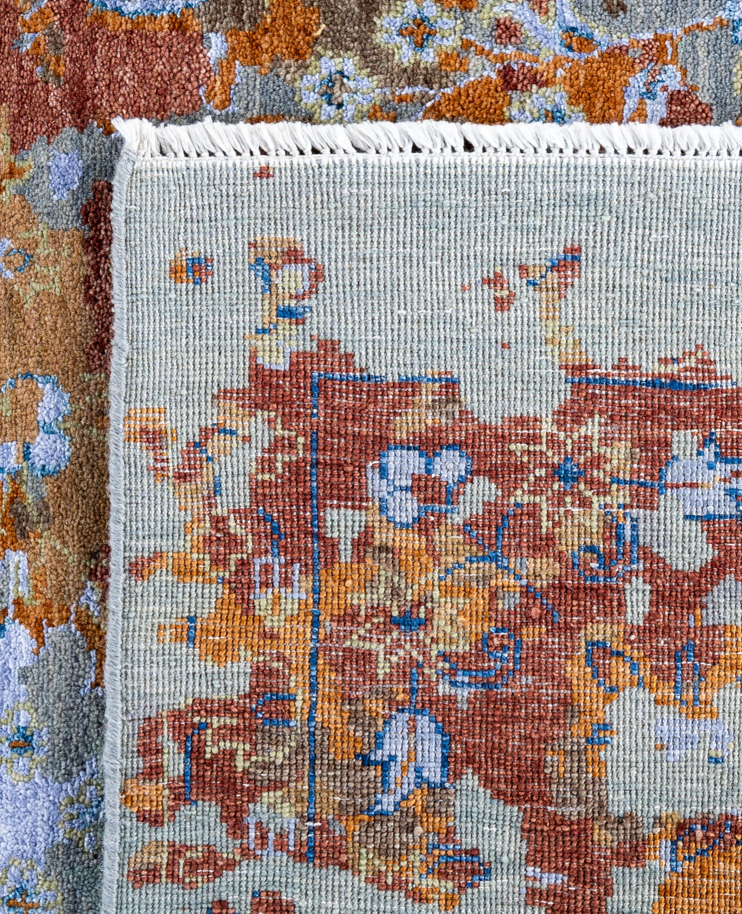 Traditional Abstract Wool, Silk Hand Knoted Brown Area Rugs 8' 1