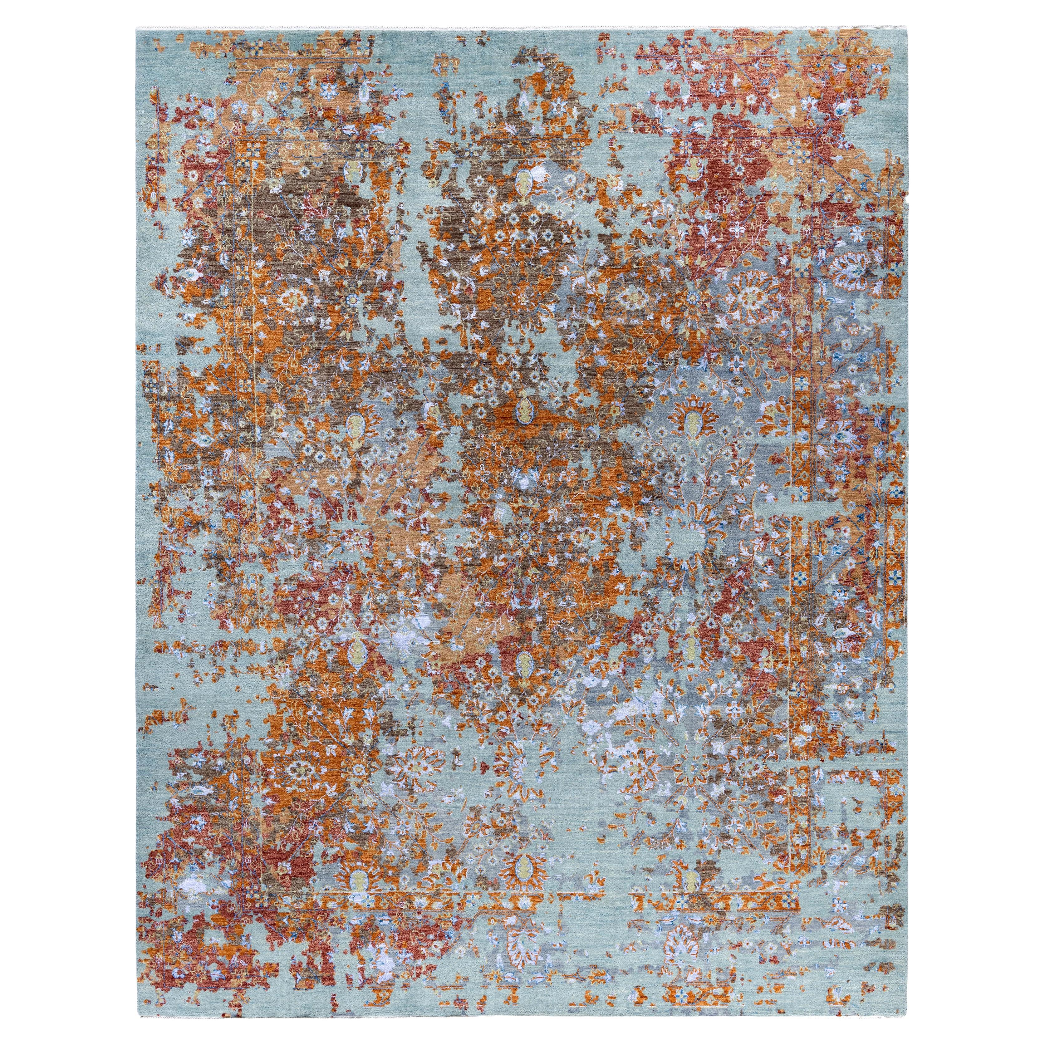 Traditionelle abstrakte Wolle, Seide handgeknüpft Brown Bereich Teppich 8' 1" x 10' 4"