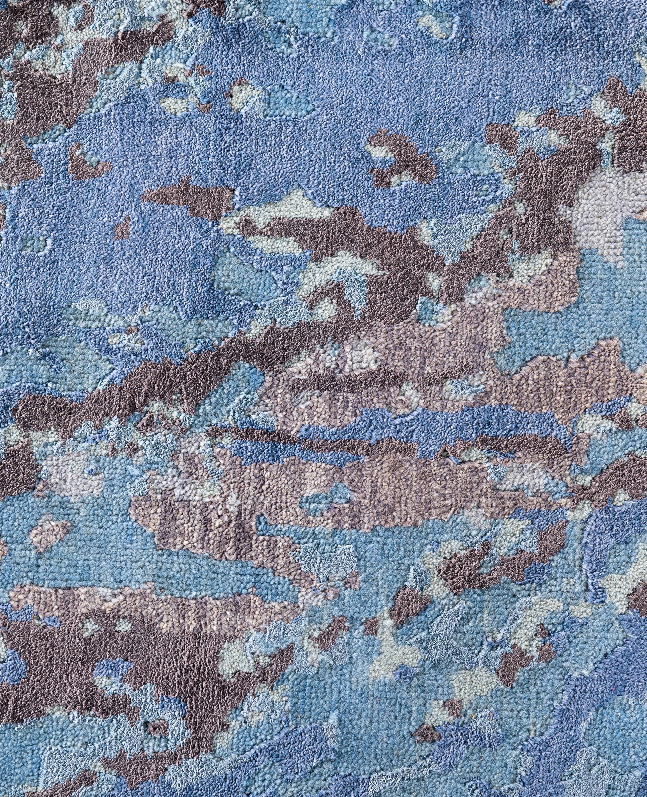 Indiano Traditional Abstract Wool, Silk Hand Knoted Brown Area Rugs 8' 1
