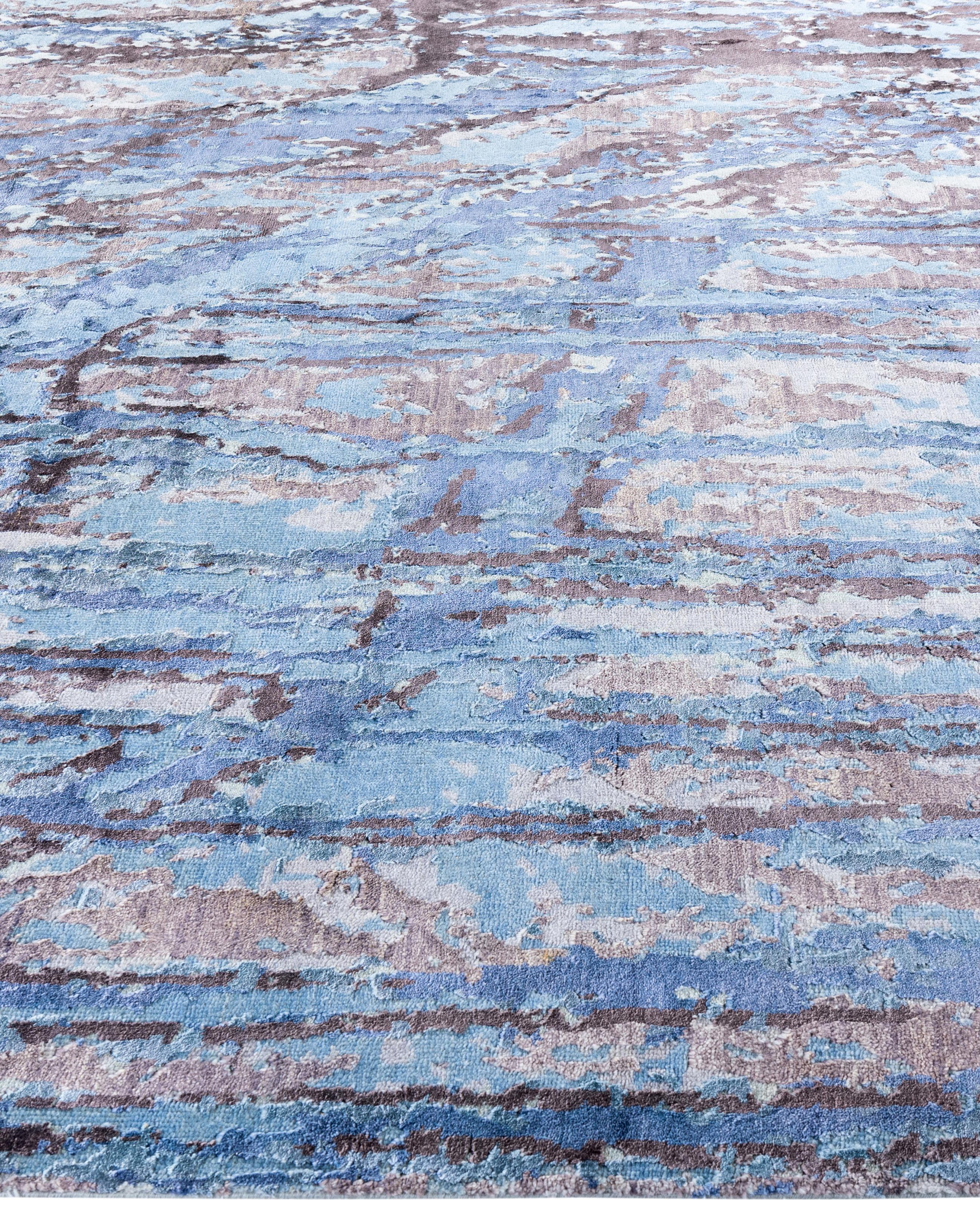 Annodato a mano Traditional Abstract Wool, Silk Hand Knoted Brown Area Rugs 8' 1