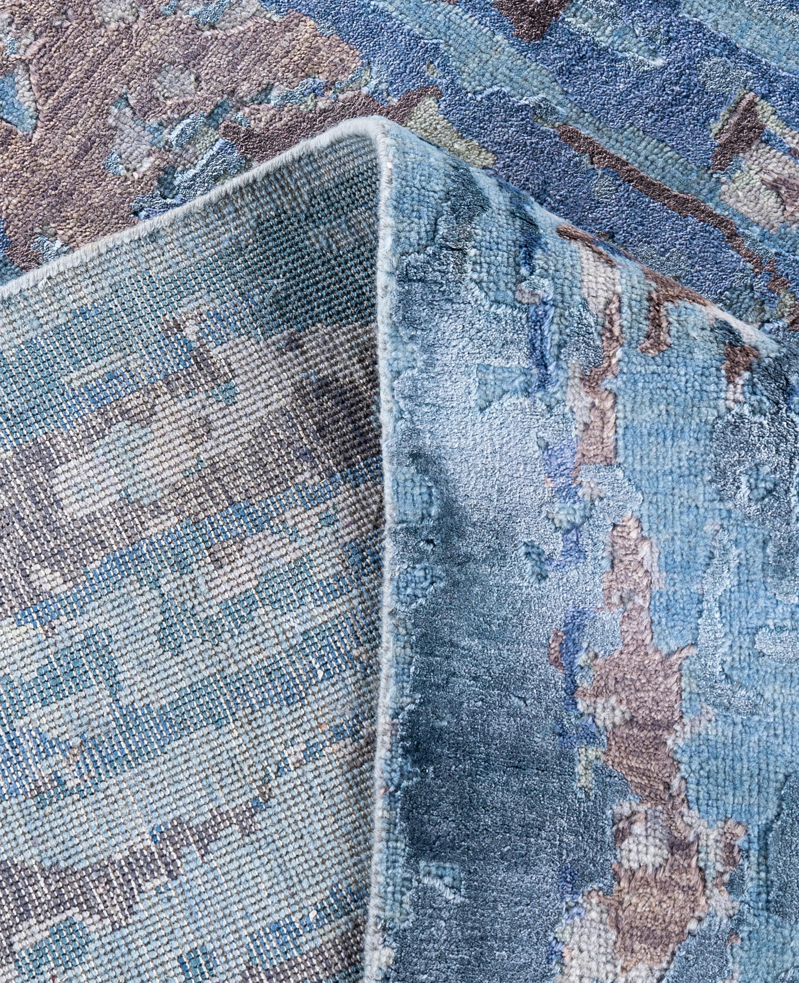 XXI secolo e contemporaneo Traditional Abstract Wool, Silk Hand Knoted Brown Area Rugs 8' 1
