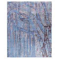 Alfombra Abstracta Tradicional de Lana y Seda Anudada a Mano Marrón 8' 1" x 9' 10
