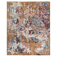 Traditionnel Abstrait Laine, Soie Noué à la main Rugs Brown 8' 2" x 10' 2"