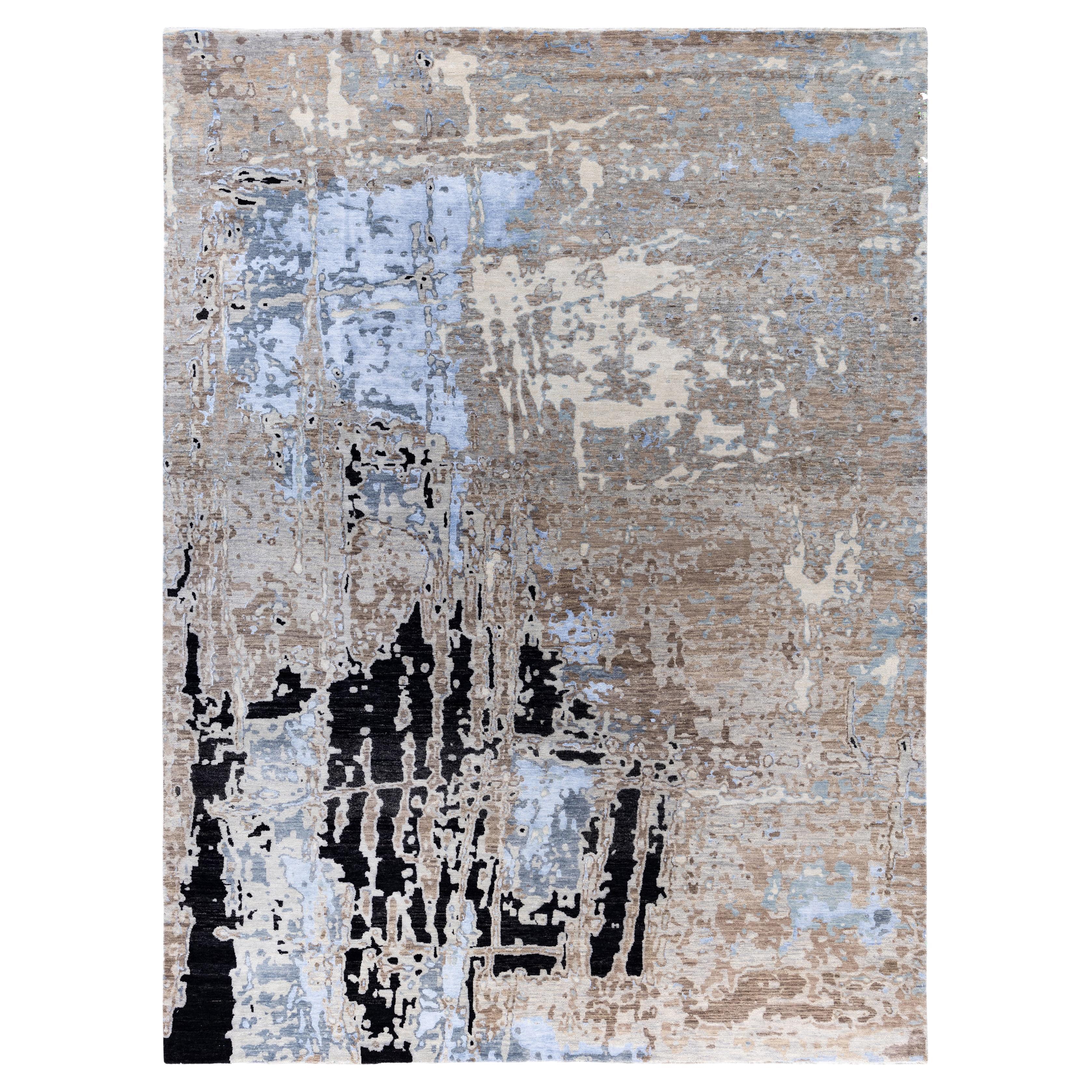 Traditional Abstract Wool, Silk Hand Knoted Brown Area Rugs 9' 1" x 12' 0"