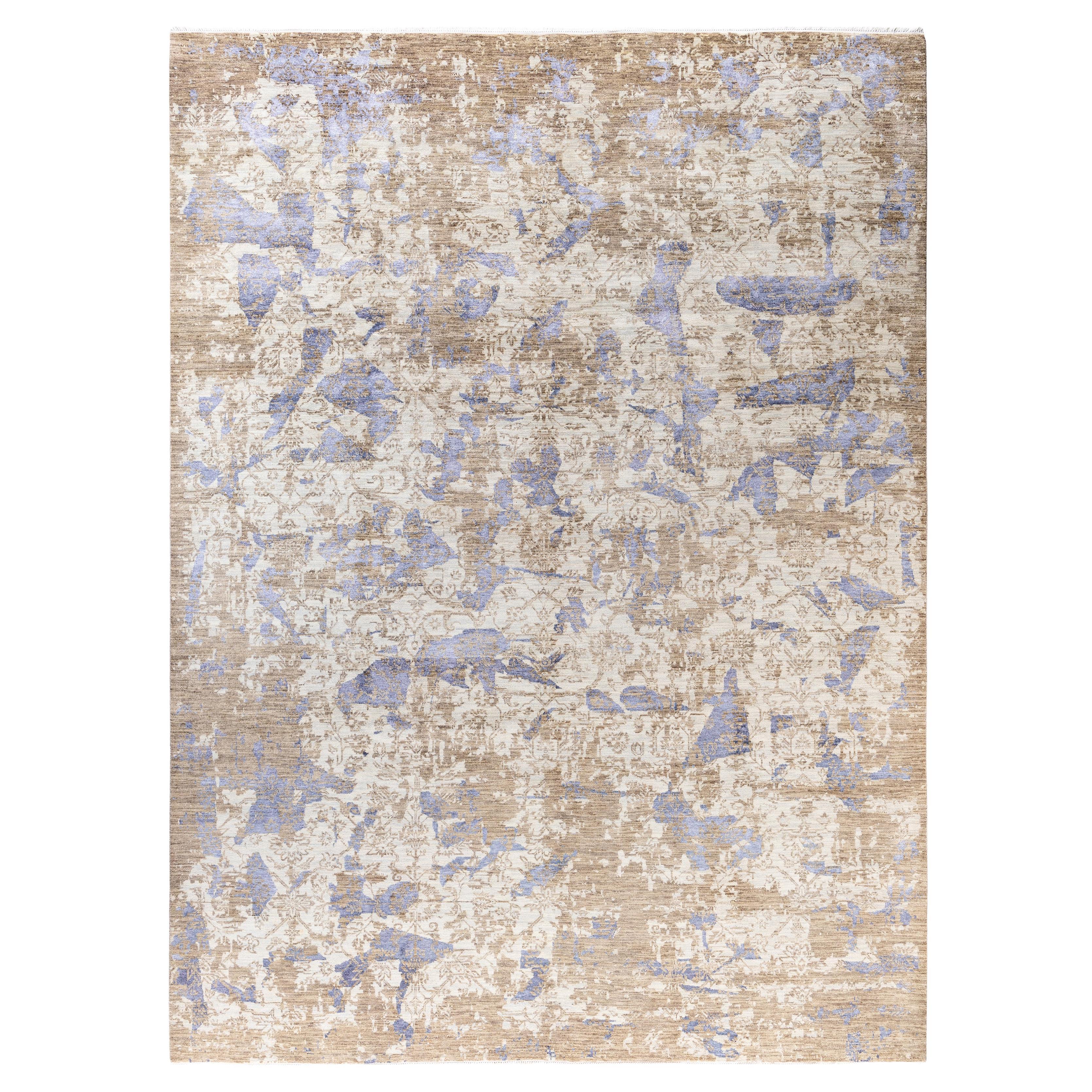 Traditional Abstract Wool, Silk Hand Knoted Brown Area Rugs 9' 1" x 12' 3"