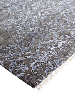 Traditional Abstract Wool, Silk Hand Knotted Gray Area Rug 7' 10" x 10' 0"
