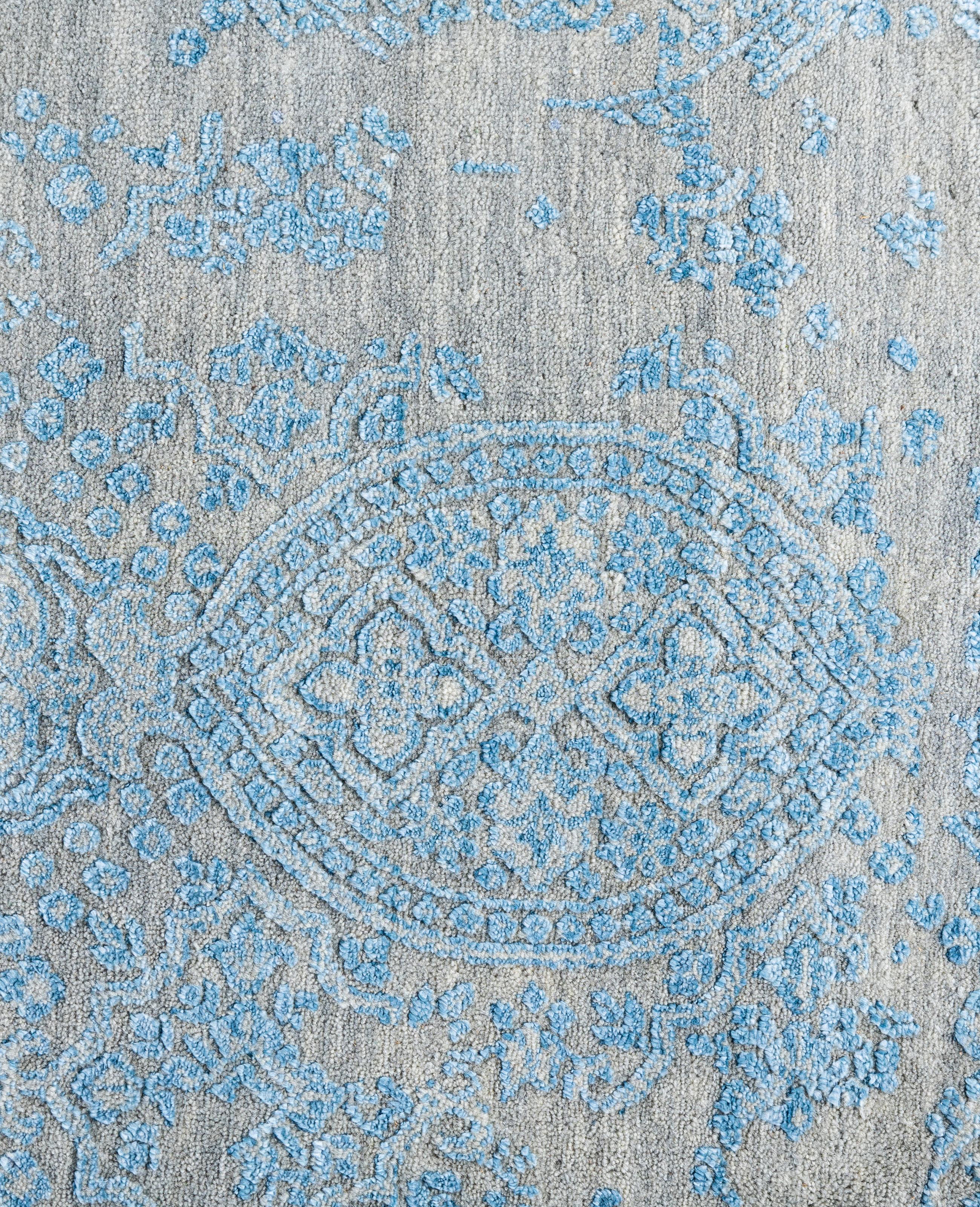 Indiano Traditional Abstract Wool, Silk Hand Knoted Gray Area Rugs 7' 10