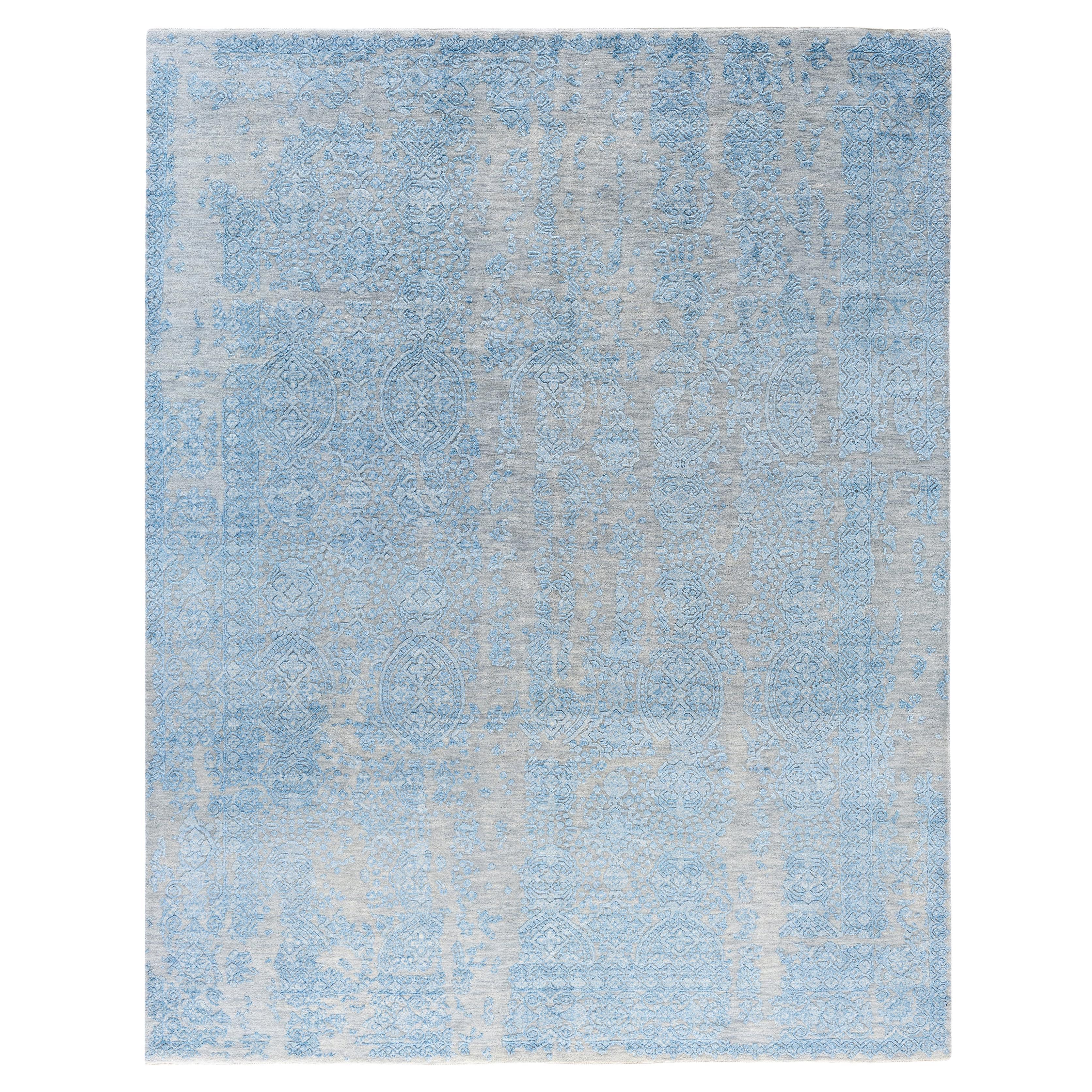 Traditional Abstract Wool, Silk Hand Knoted Gray Area Rugs 7' 10" x 10' 1"