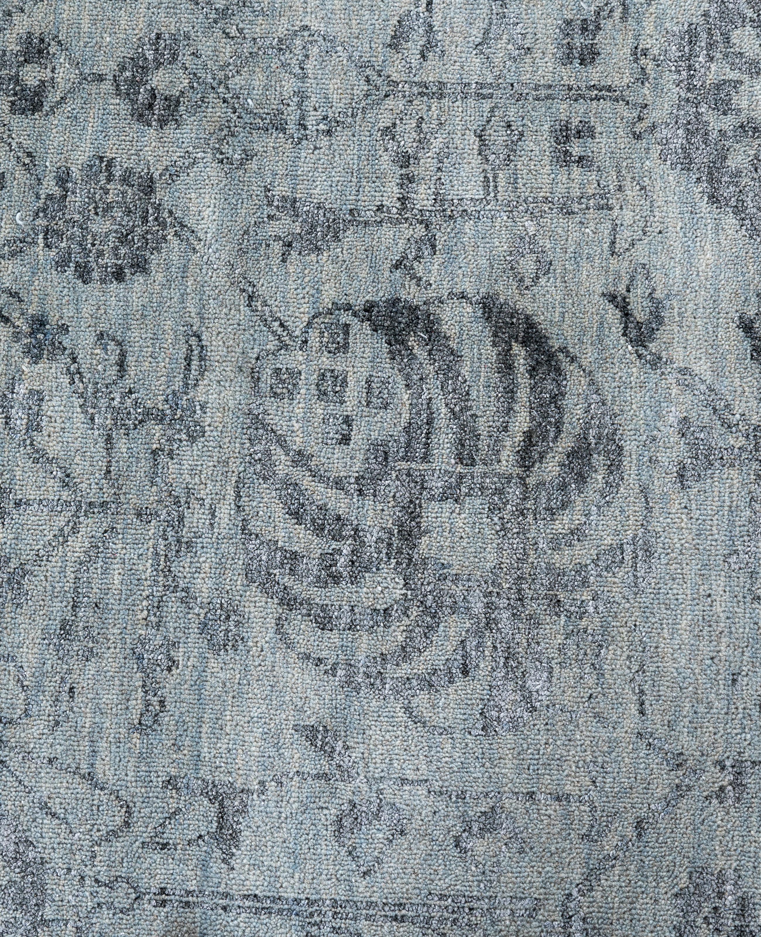 Indiano Traditional Abstract Wool, Silk Hand Knotted Gray Area Rugs 8' 0