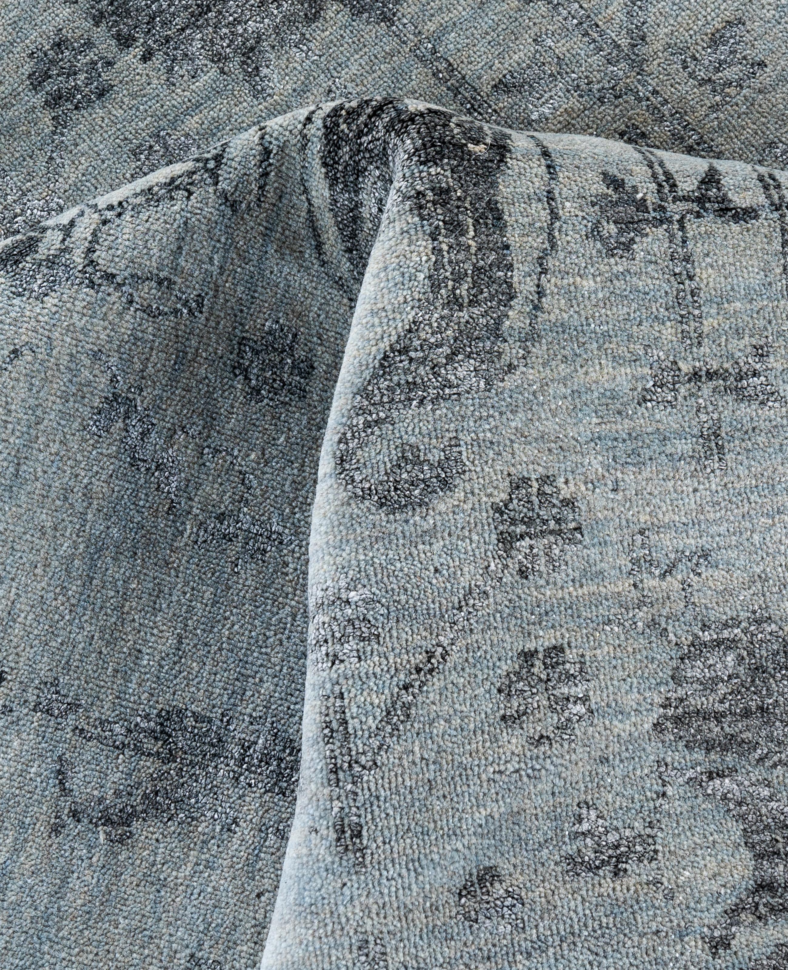 Lana Traditional Abstract Wool, Silk Hand Knotted Gray Area Rugs 8' 0