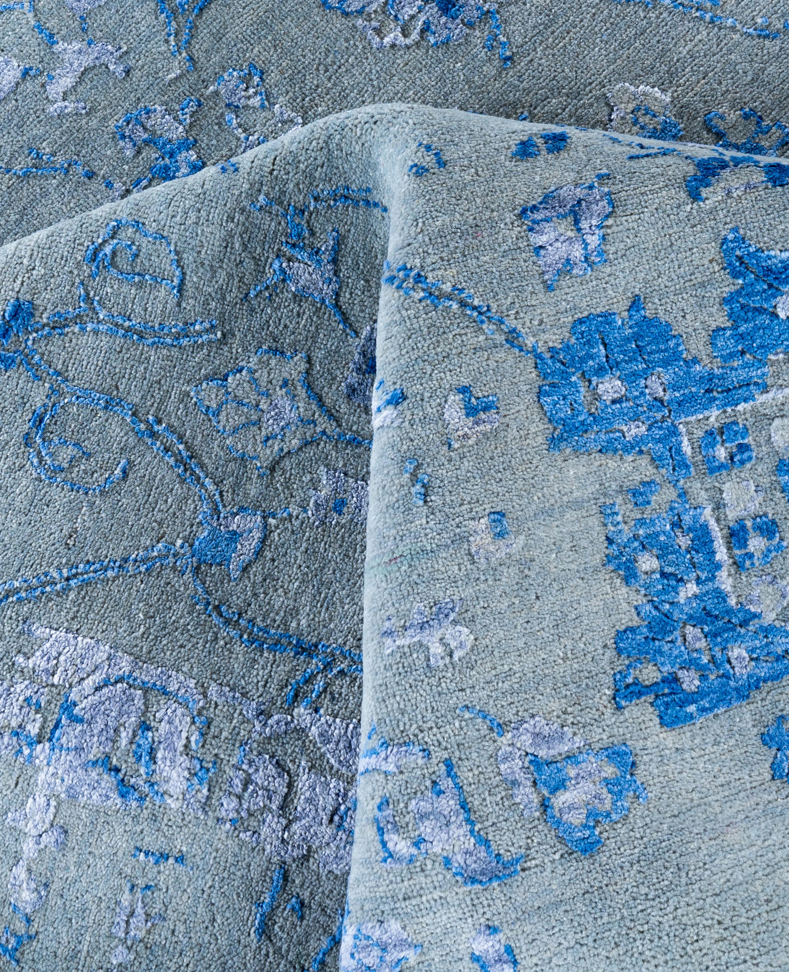 Lana Traditional Abstract Wool, Silk Hand Knotted Gray Area Rugs 8' 0