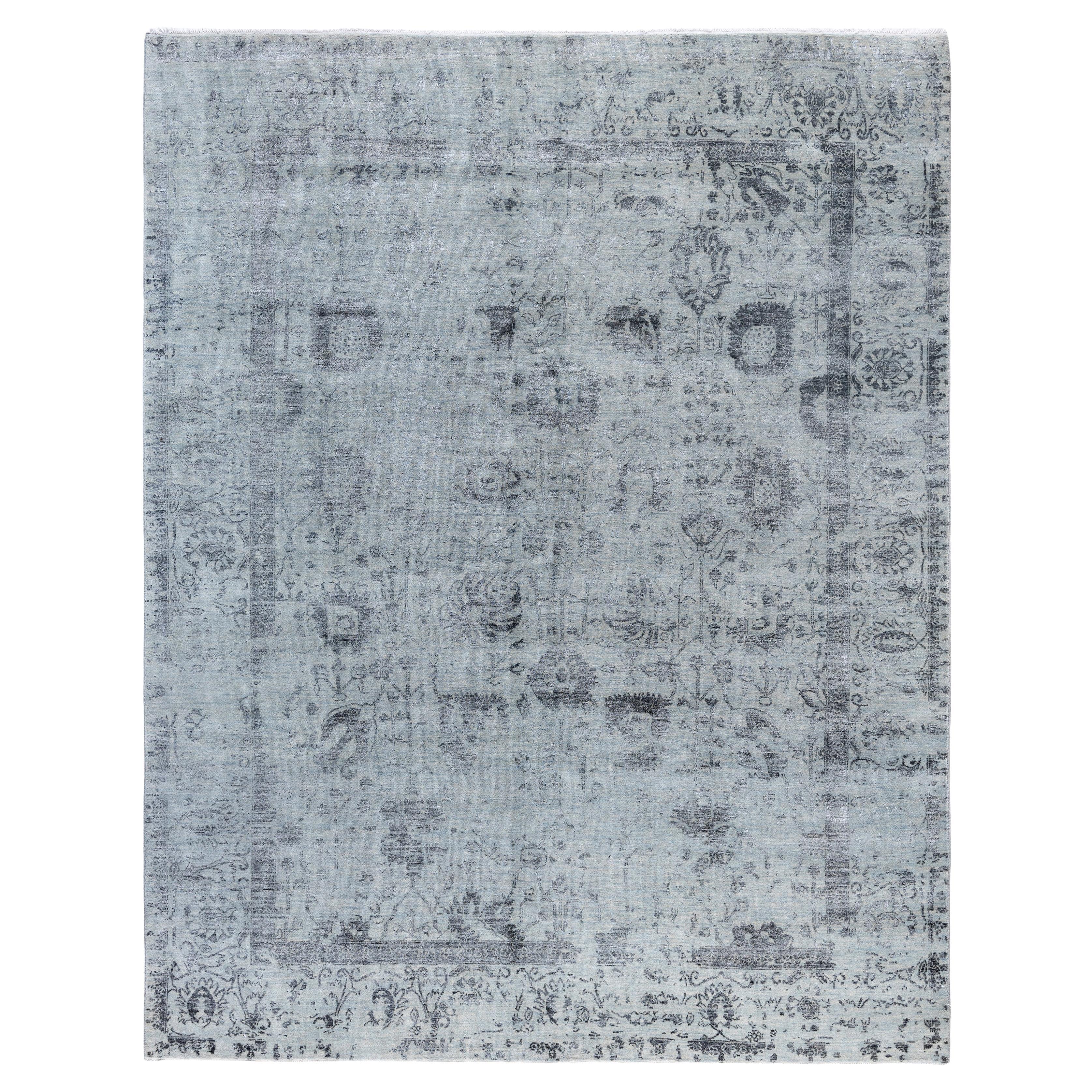 Traditional Abstract Wool, Silk Hand Knotted Gray Area Rugs 8' 0" x 10' 3"