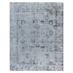 Alfombra Tradicional Abstracta de Lana y Seda Anudada a Mano Gris 8' 0" x 10' 3