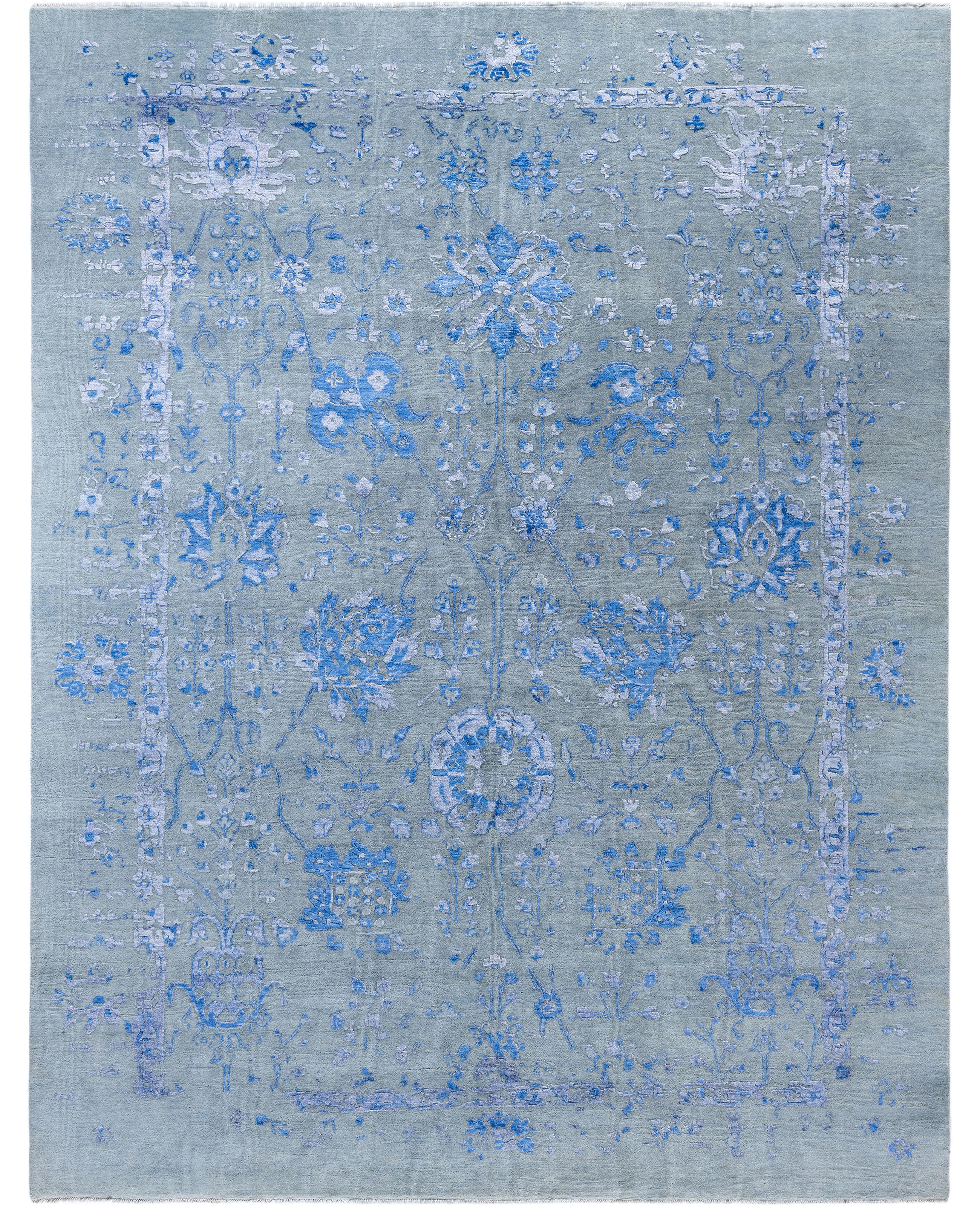 Traditional Abstract Wool, Silk Hand Knotted Gray Area Rugs 8' 0" x 10' 3"