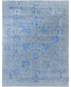 Traditional Abstract Wool, Silk Hand Knotted Gray Area Rug 8' 0" x 10' 3"