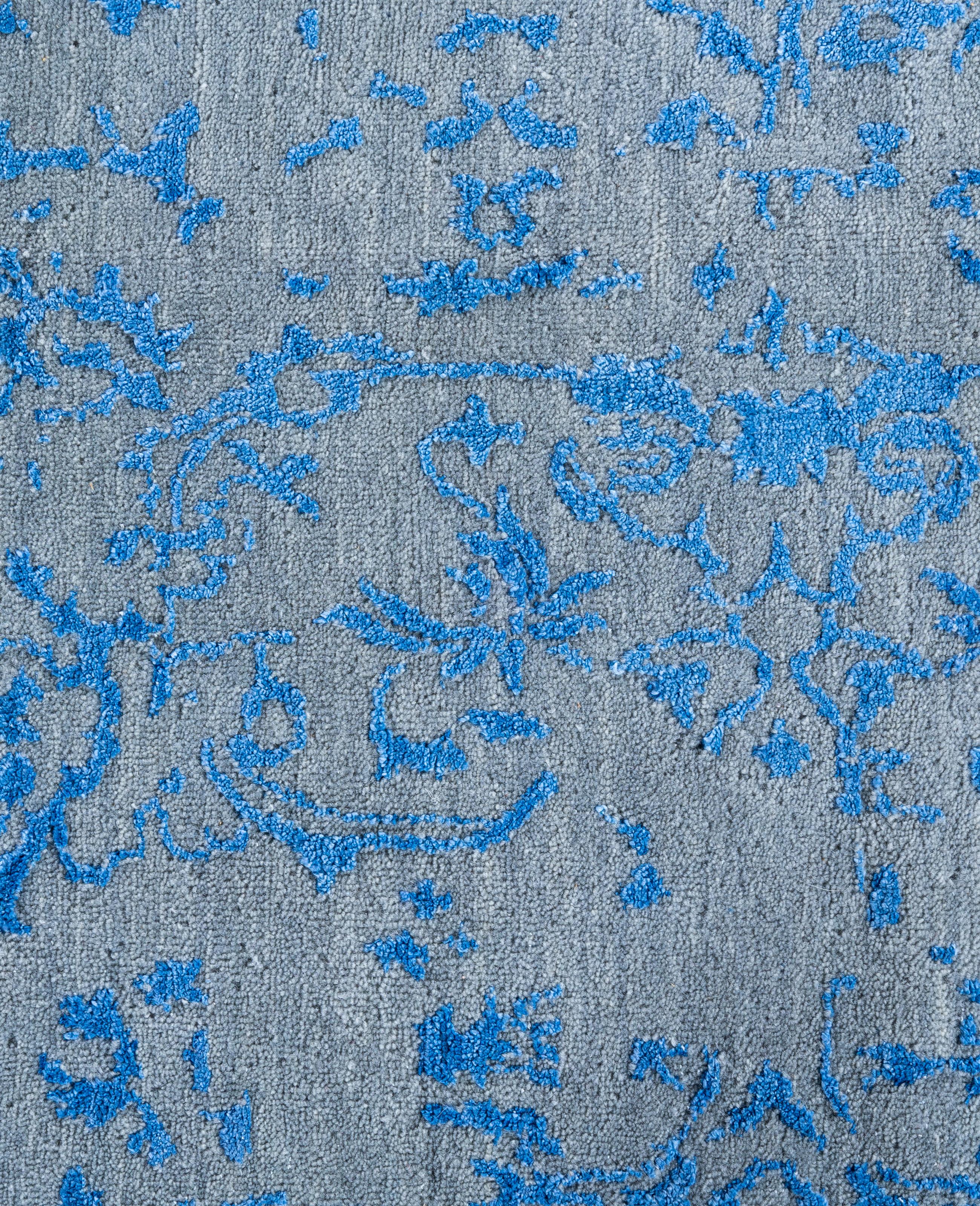 Indiano Traditional Abstract Wool, Silk Hand Knotted Gray Area Rugs 8' 0