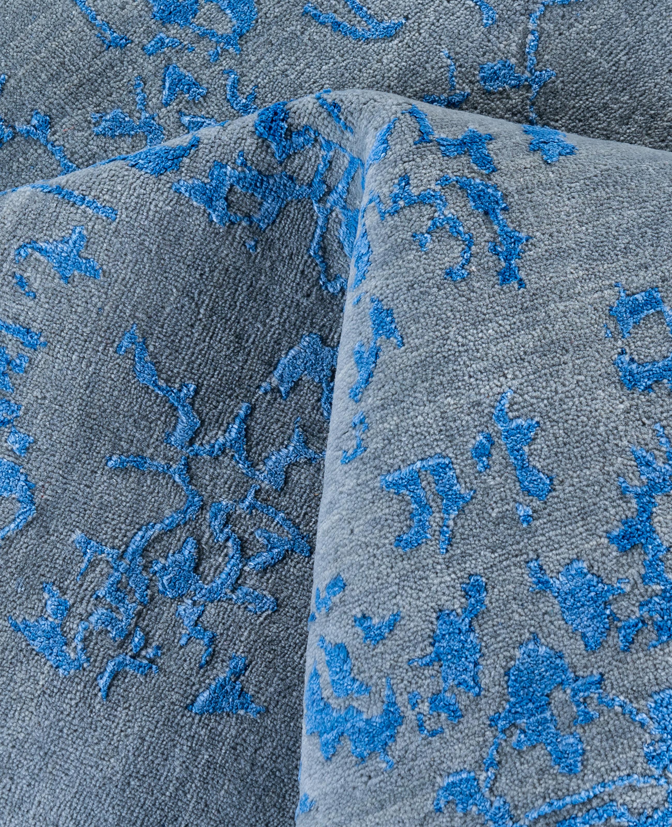 Lana Traditional Abstract Wool, Silk Hand Knotted Gray Area Rugs 8' 0