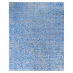 Tapis traditionnel abstrait en laine et soie noué à la main gris 8' 0" x 9' 10"
