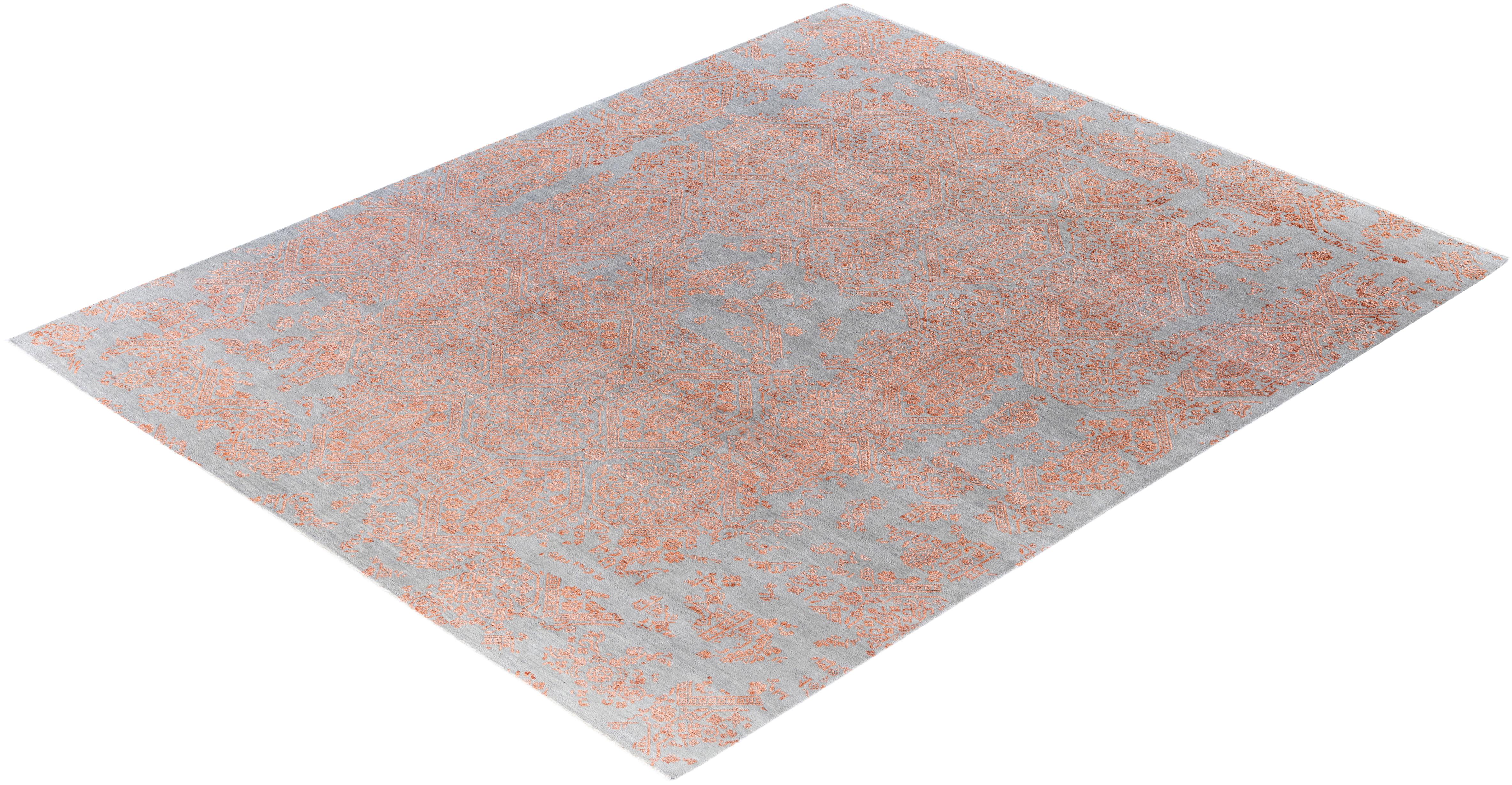Traditional Abstract Wool, Silk Hand Knotted Gray Area Rugs 8' 1