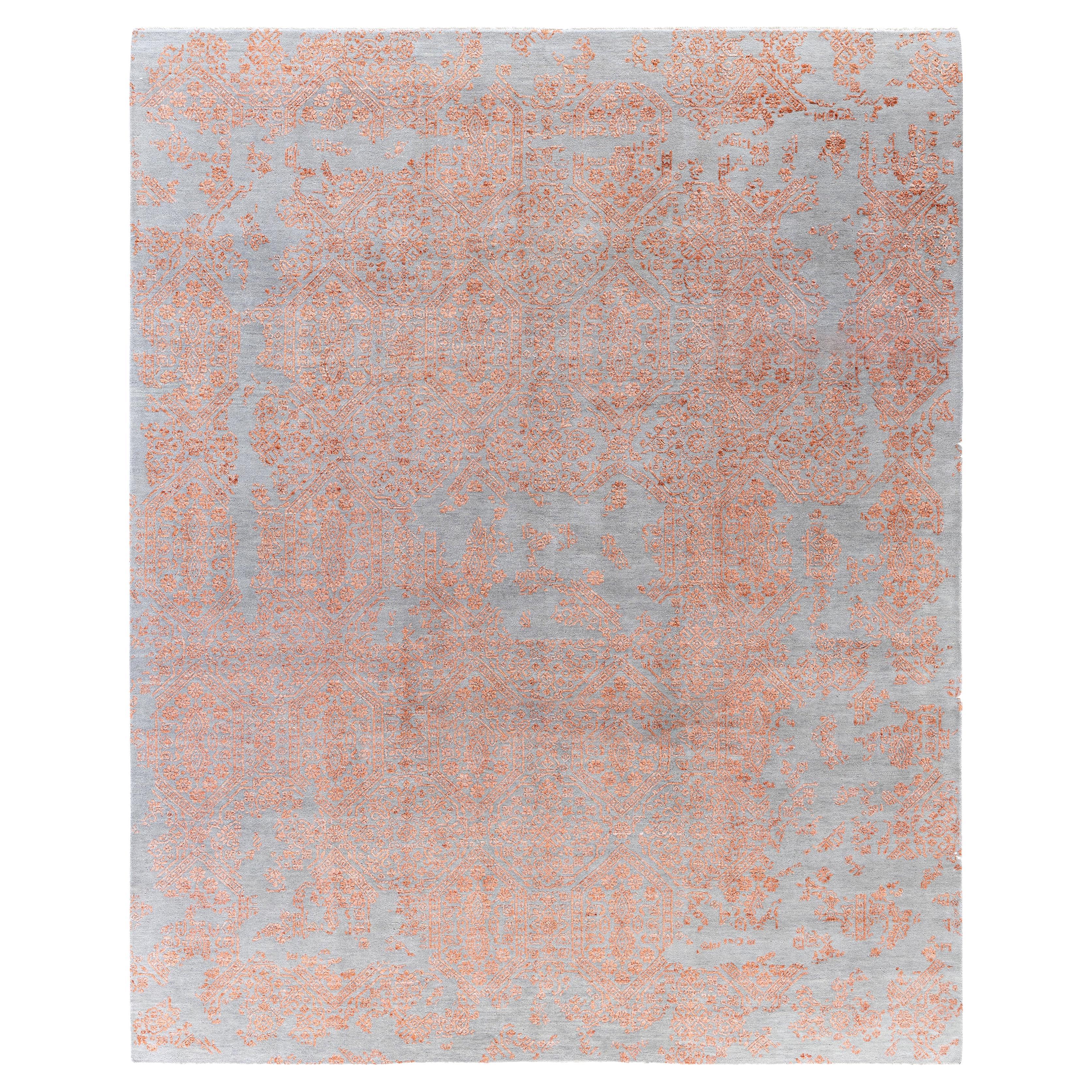 Traditional Abstract Wool, Silk Hand Knotted Gray Area Rug 8' 1" x 10' 0"