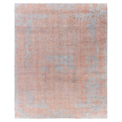 Tapis abstrait traditionnel en laine et soie, noué à la main, de couleur grise 8' 1" x 10' 0".