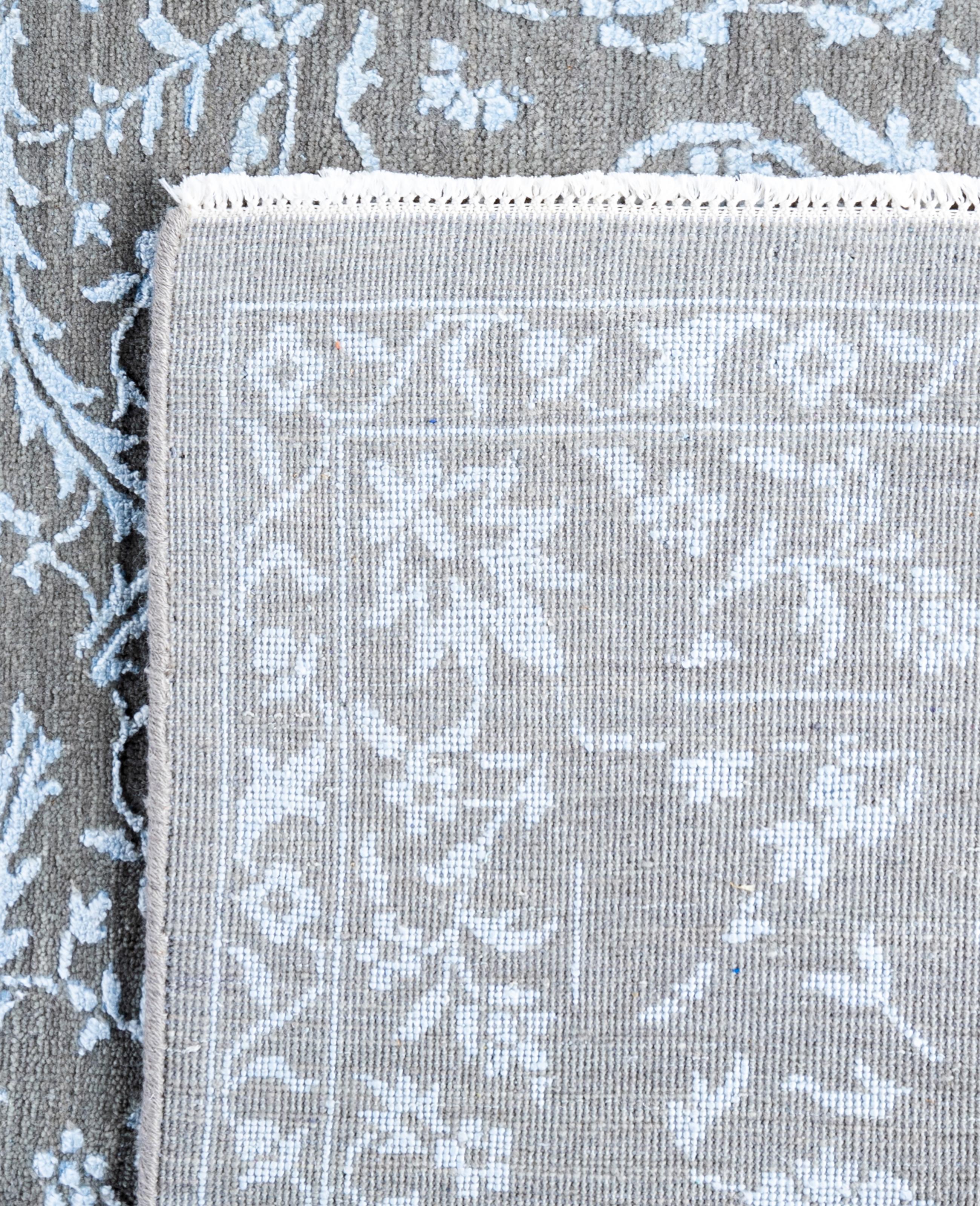 Traditional Abstract Wool, Silk Hand Knoted Gray Area Rugs 8' 1