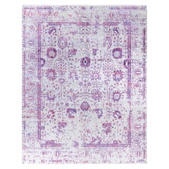 Traditional Abstract Wool, Silk Hand Knotted Gray Area Rugs 8' 1" x 10' 3"
