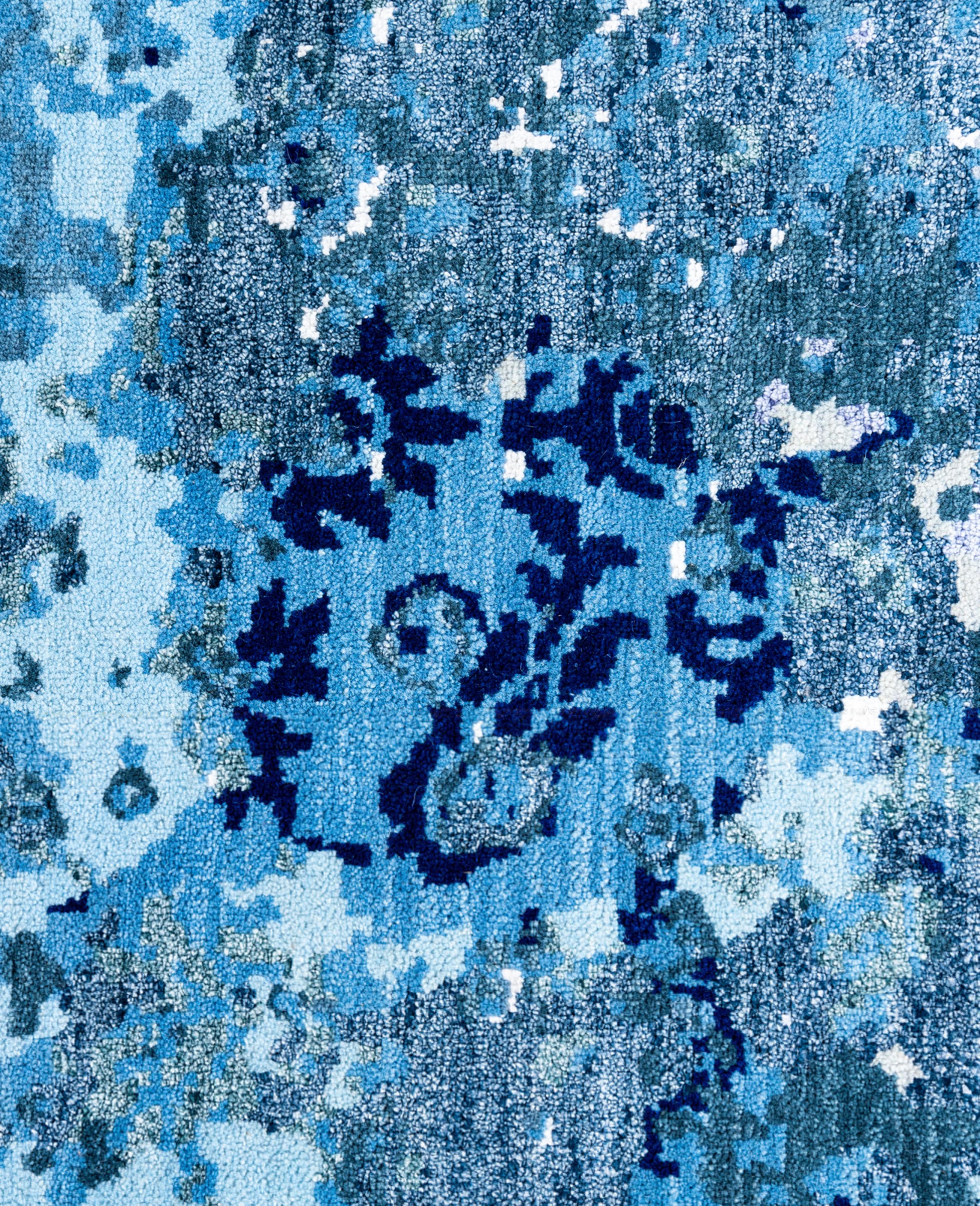 Indiano Traditional Abstract Wool, Silk Hand Knotted Gray Area Rugs 8' 1