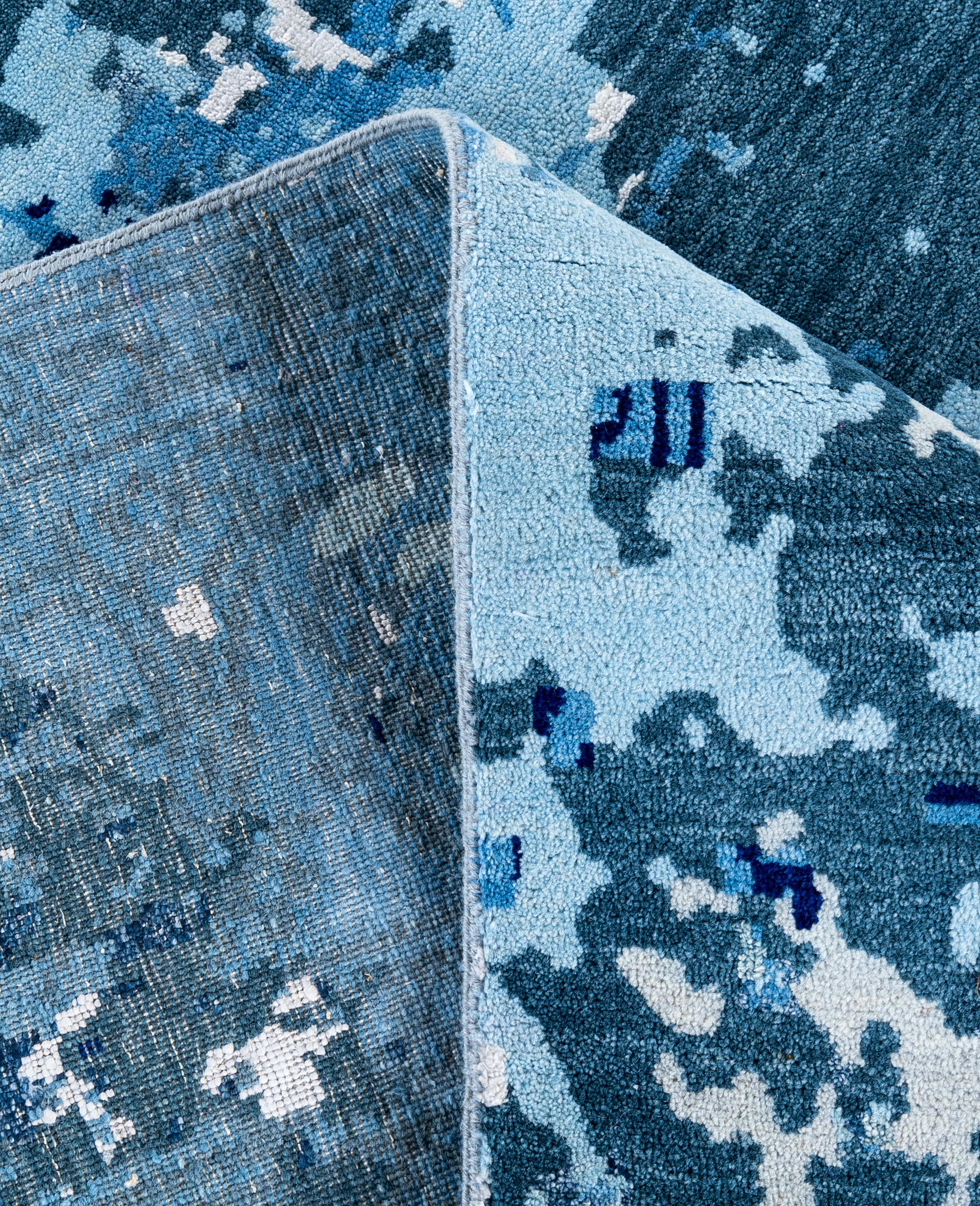 XXI secolo e contemporaneo Traditional Abstract Wool, Silk Hand Knotted Gray Area Rugs 8' 1