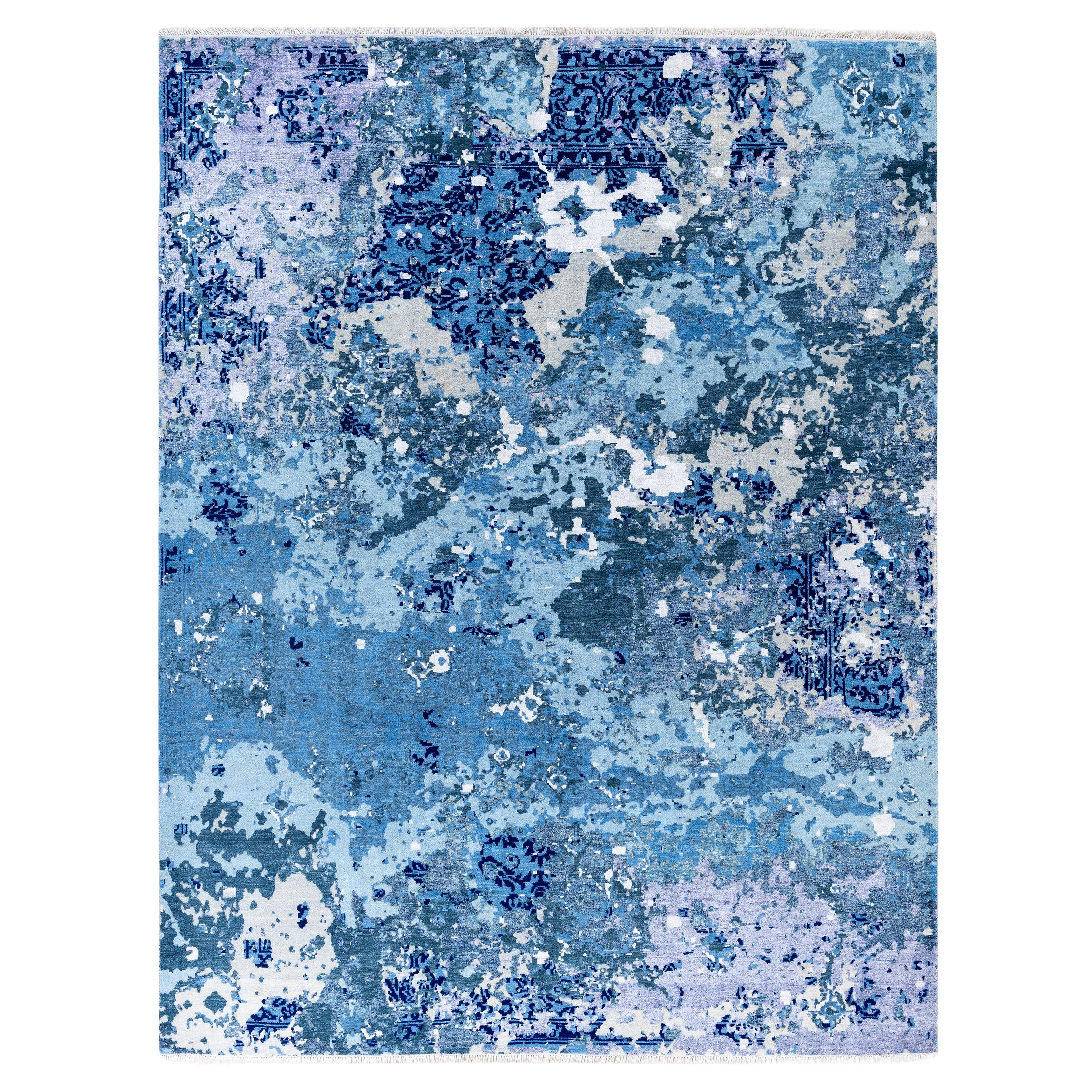 Traditional Abstract Wool, Silk Hand Knotted Gray Area Rugs 8' 1" x 10' 6"