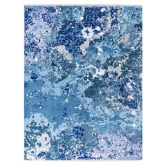 Traditional Abstract Wool, Silk Hand Knotted Gray Area Rug 8' 1" x 10' 6"