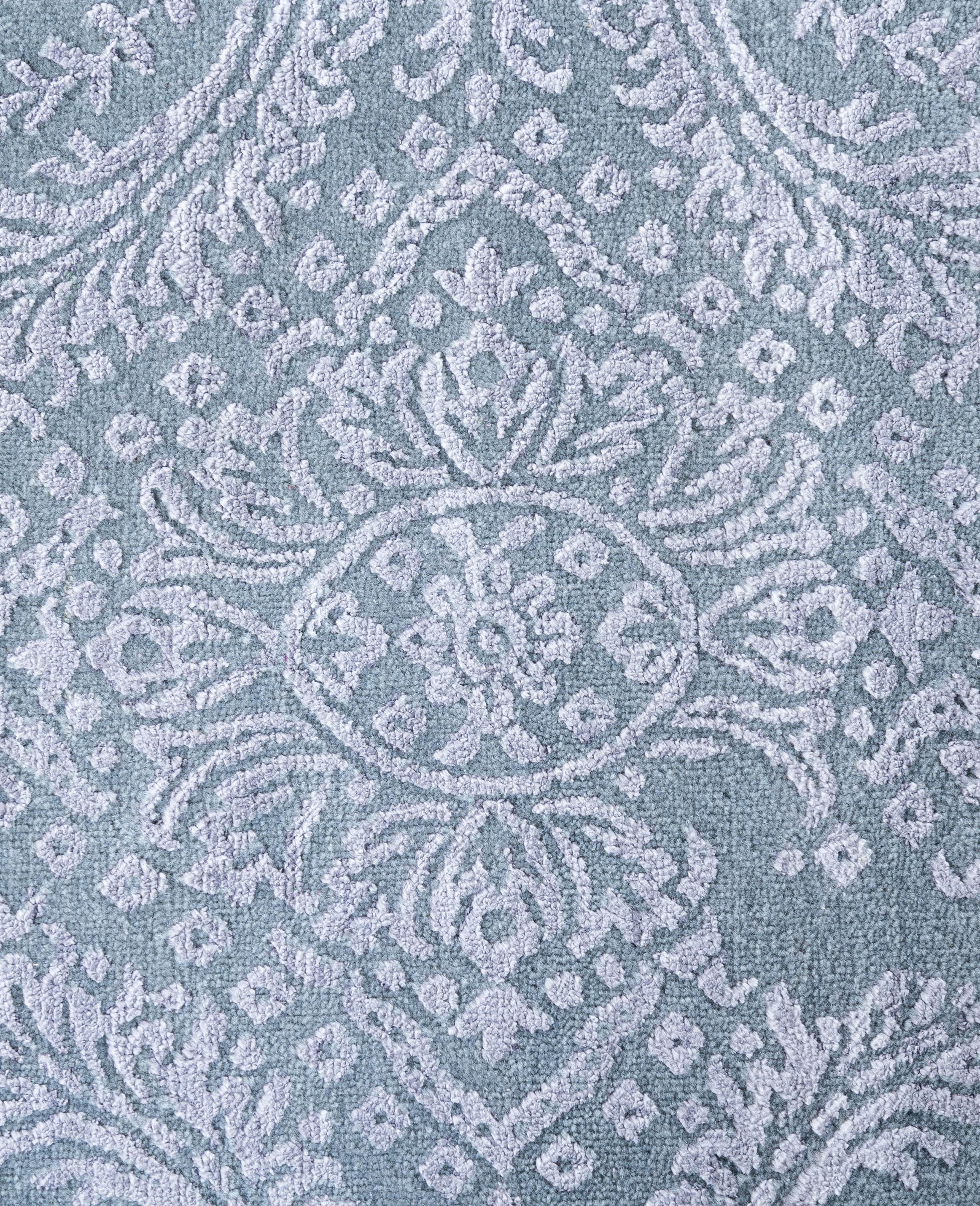Indiano Traditional Abstract Wool, Silk Hand Knotted Gray Area Rugs 8' 1