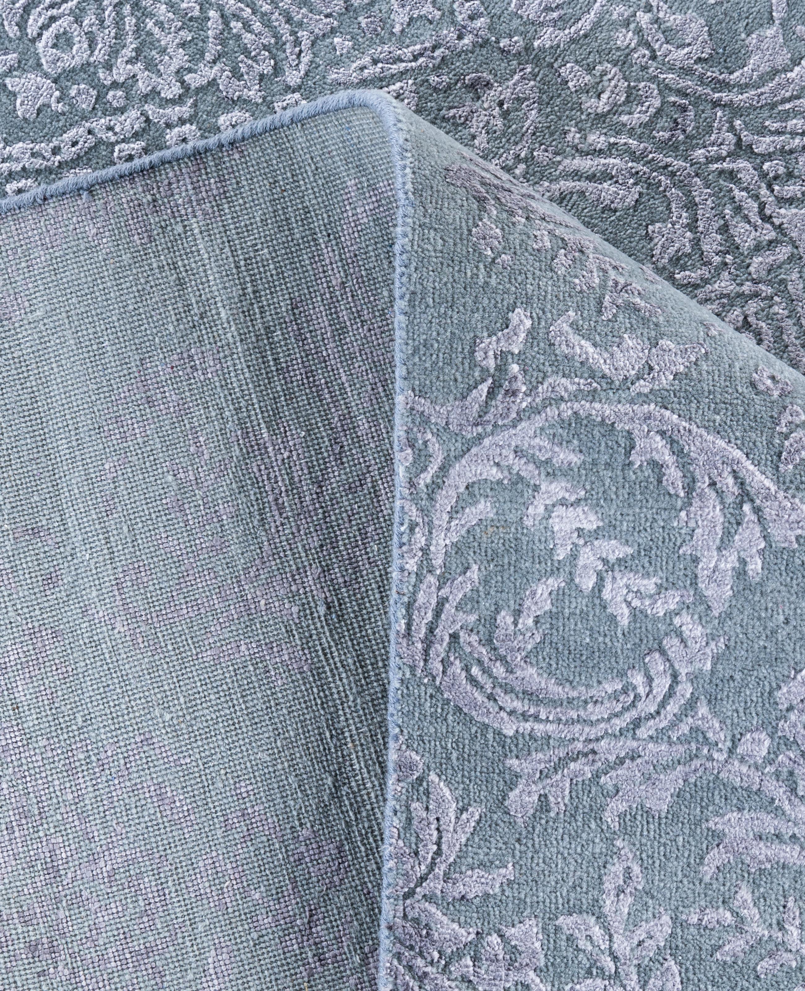 XXI secolo e contemporaneo Traditional Abstract Wool, Silk Hand Knotted Gray Area Rugs 8' 1