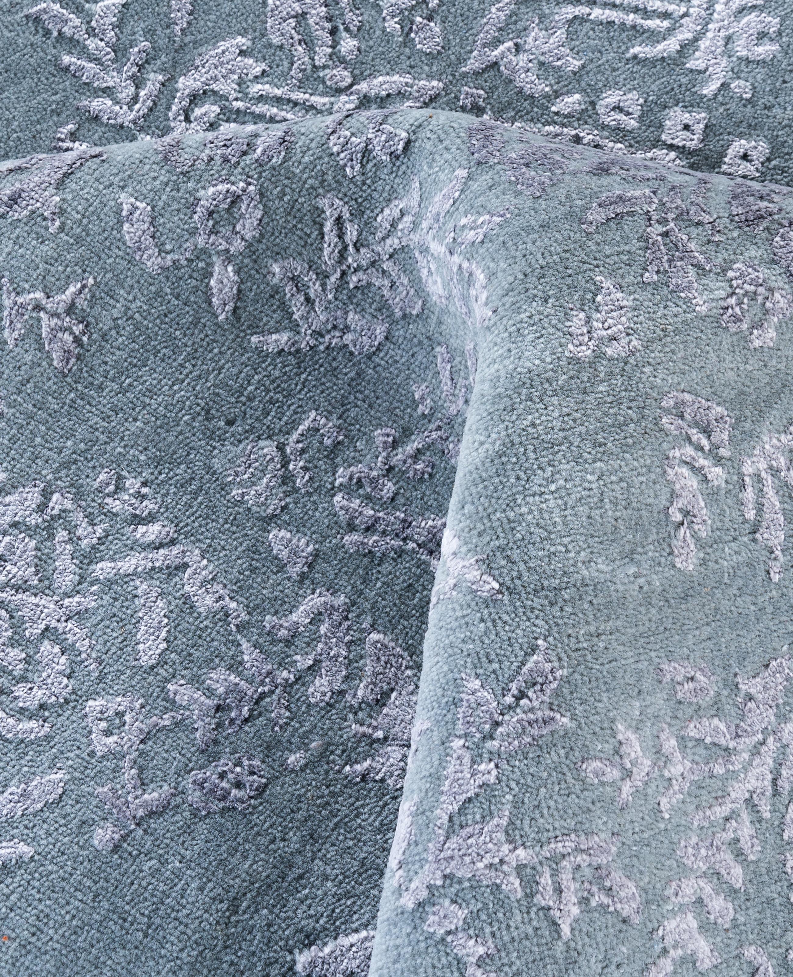 Lana Traditional Abstract Wool, Silk Hand Knotted Gray Area Rugs 8' 1