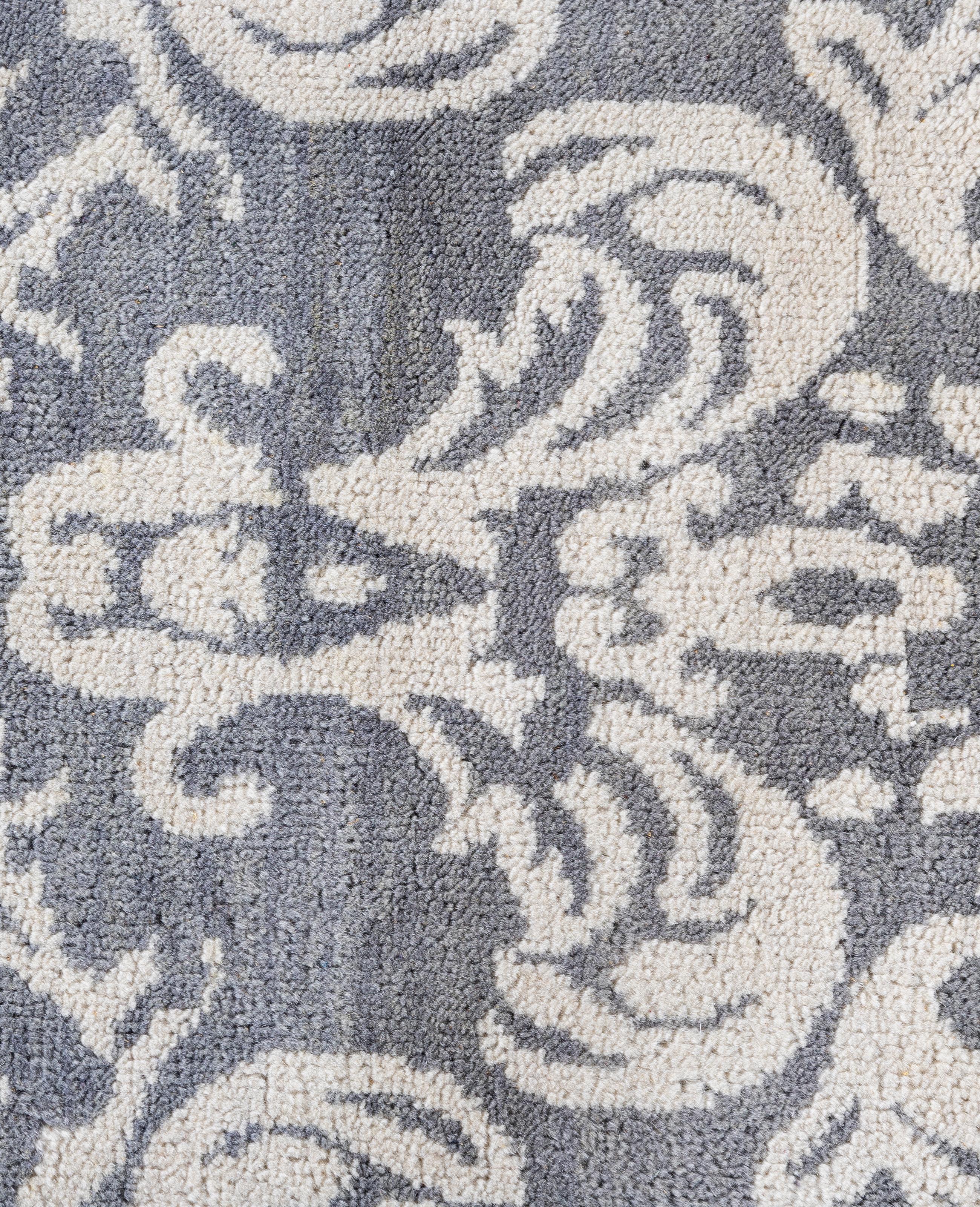Indiano Traditional Abstract Wool, Silk Hand Knotted Gray Area Rugs 8' 10