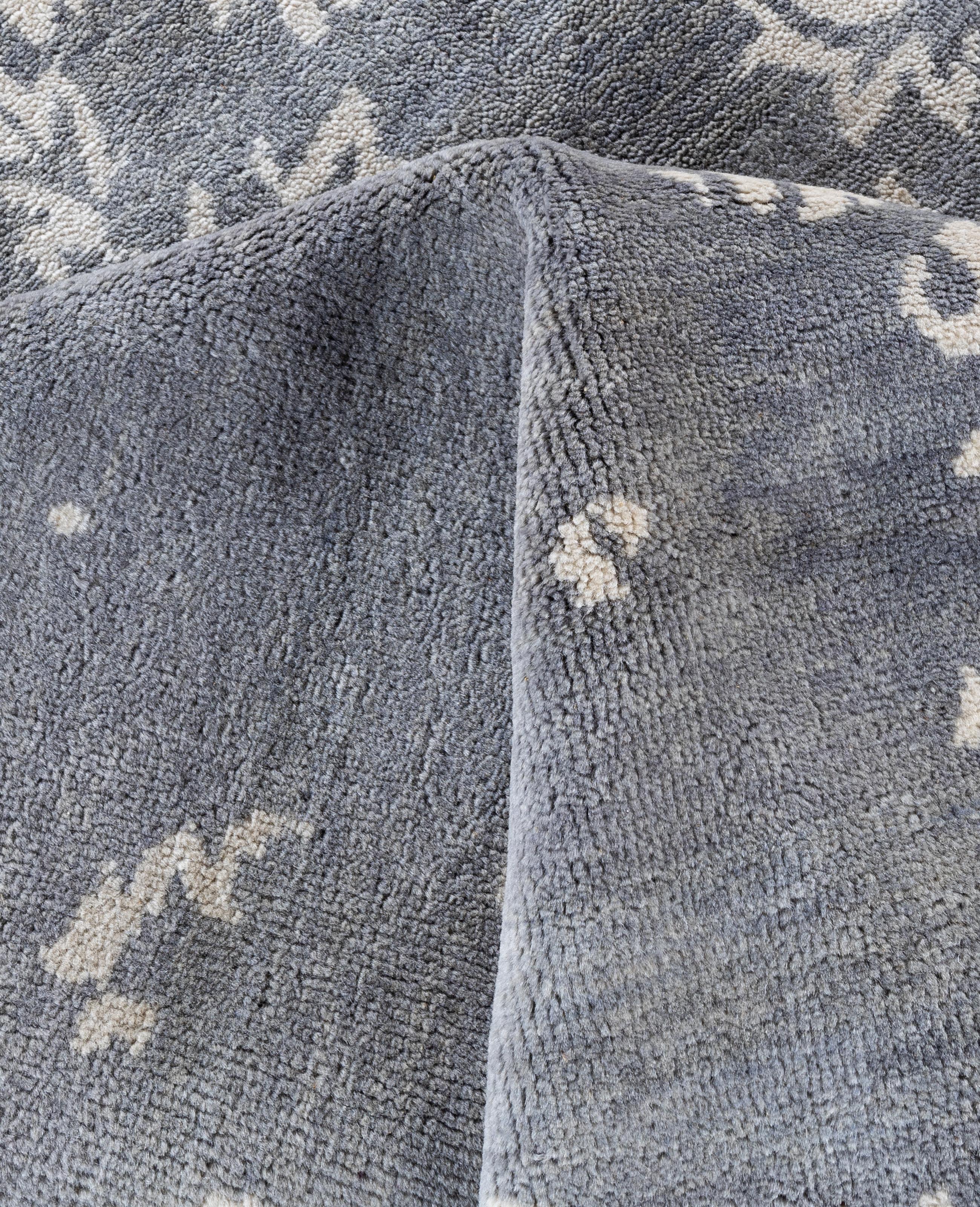 Lana Traditional Abstract Wool, Silk Hand Knotted Gray Area Rugs 8' 10