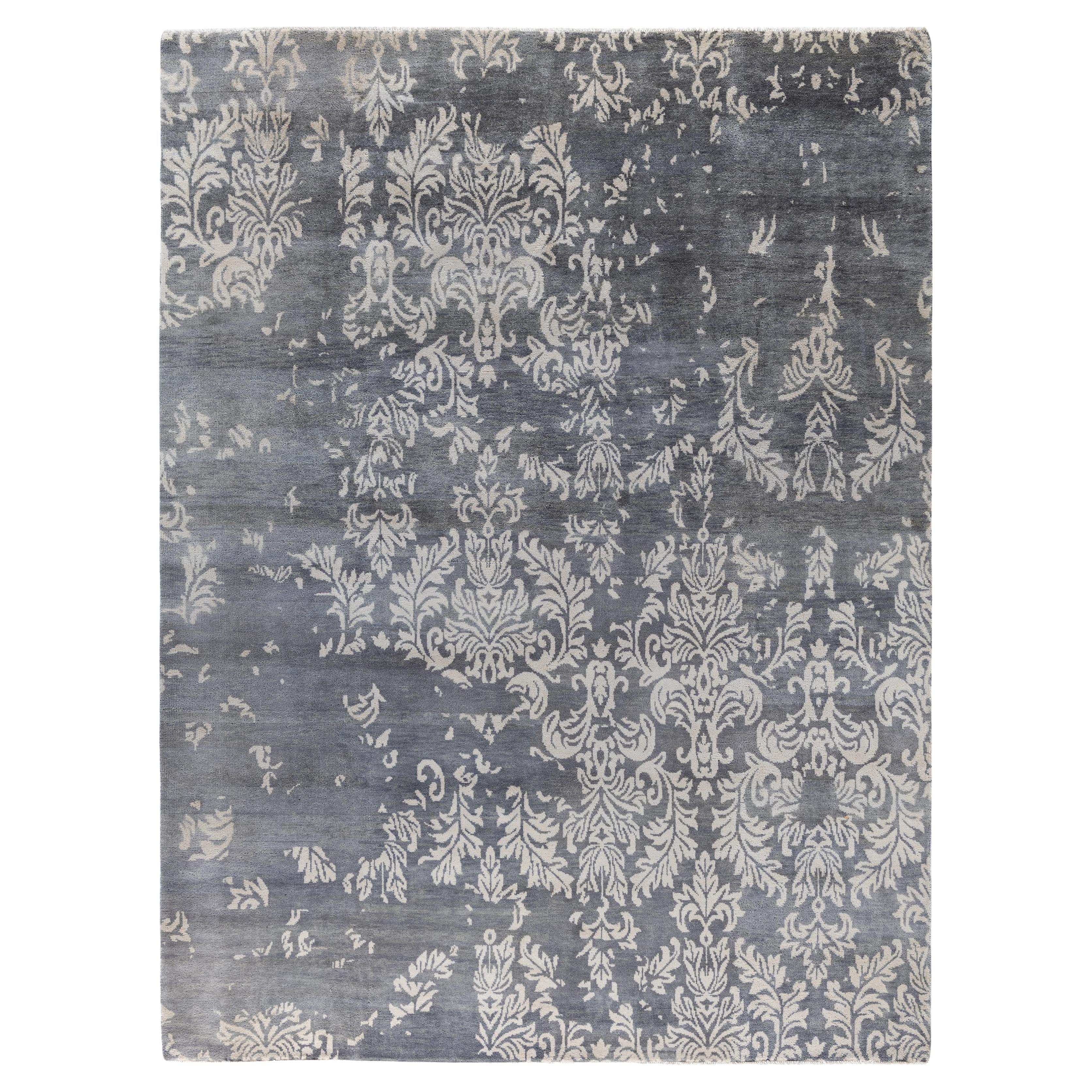 Traditional Abstract Wool, Silk Hand Knotted Gray Area Rug 8' 10" x 11' 10"