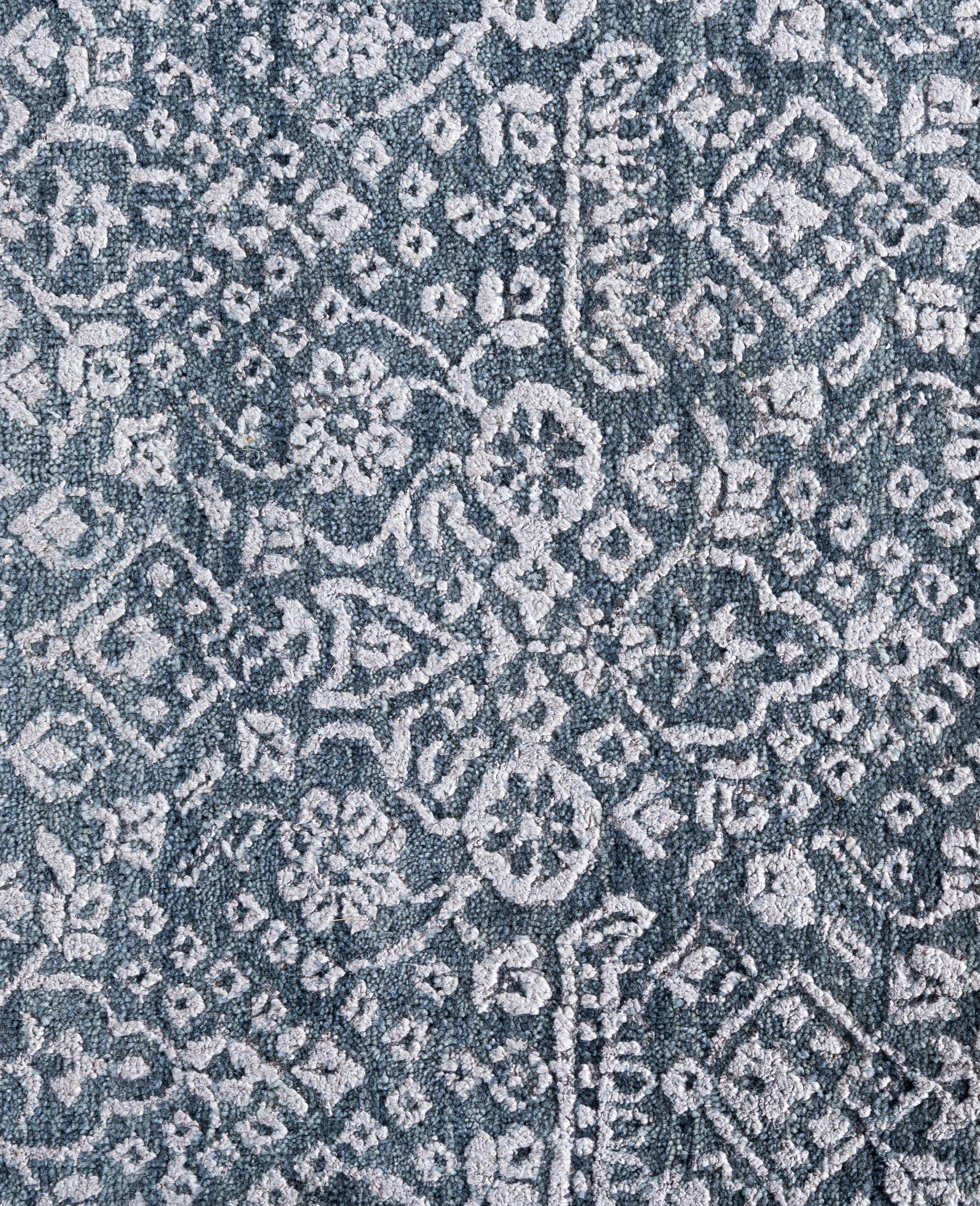 Indiano Traditional Abstract Wool, Silk Hand Knotted Gray Area Rugs 8' 10
