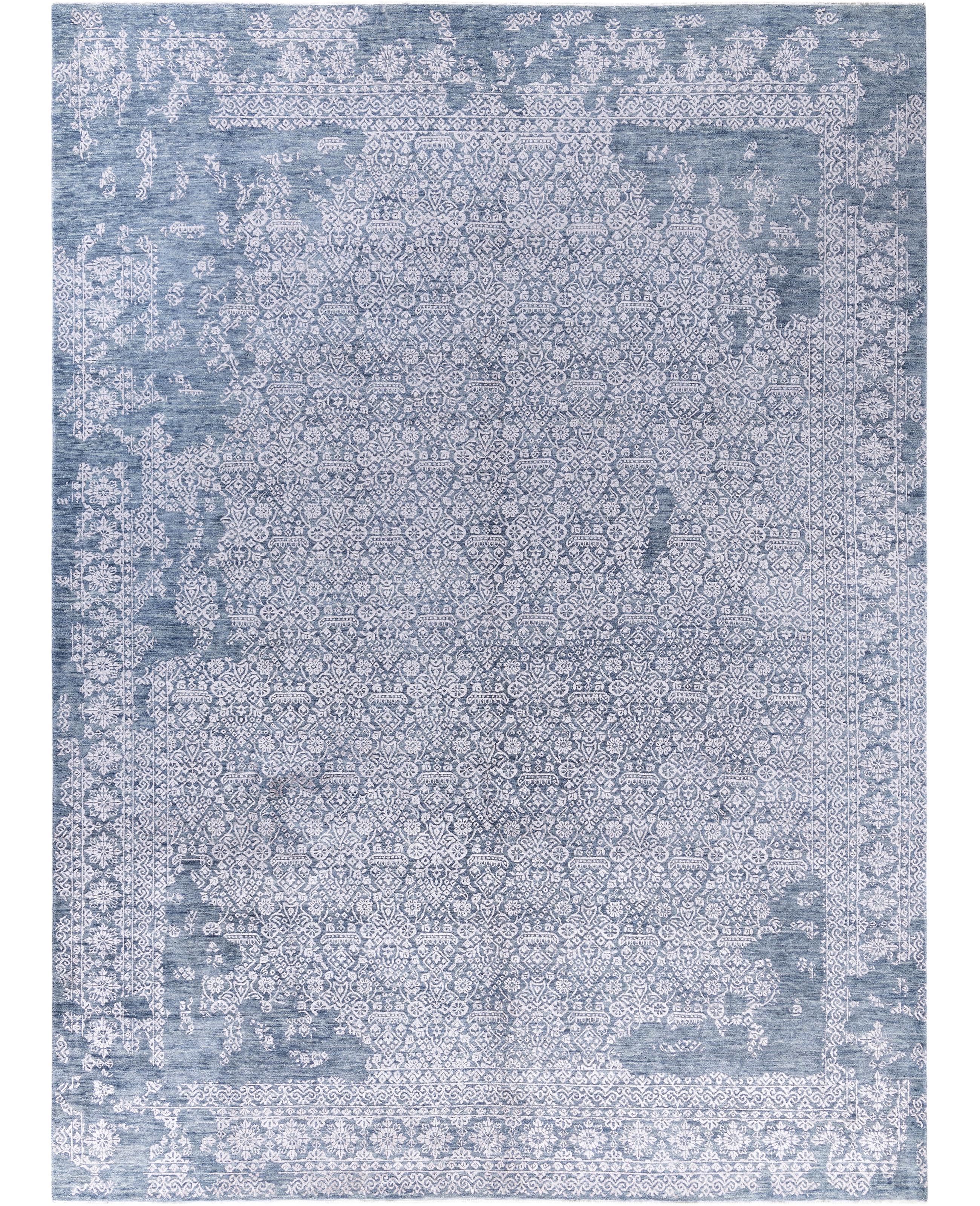 Traditional Abstract Wool, Silk Hand Knotted Gray Area Rugs 8' 10" x 12' 0"