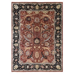 Traditioneller abstrakter handgeknüpfter grauer Teppich aus Wolle und Seide 8' 10" x 12' 0"
