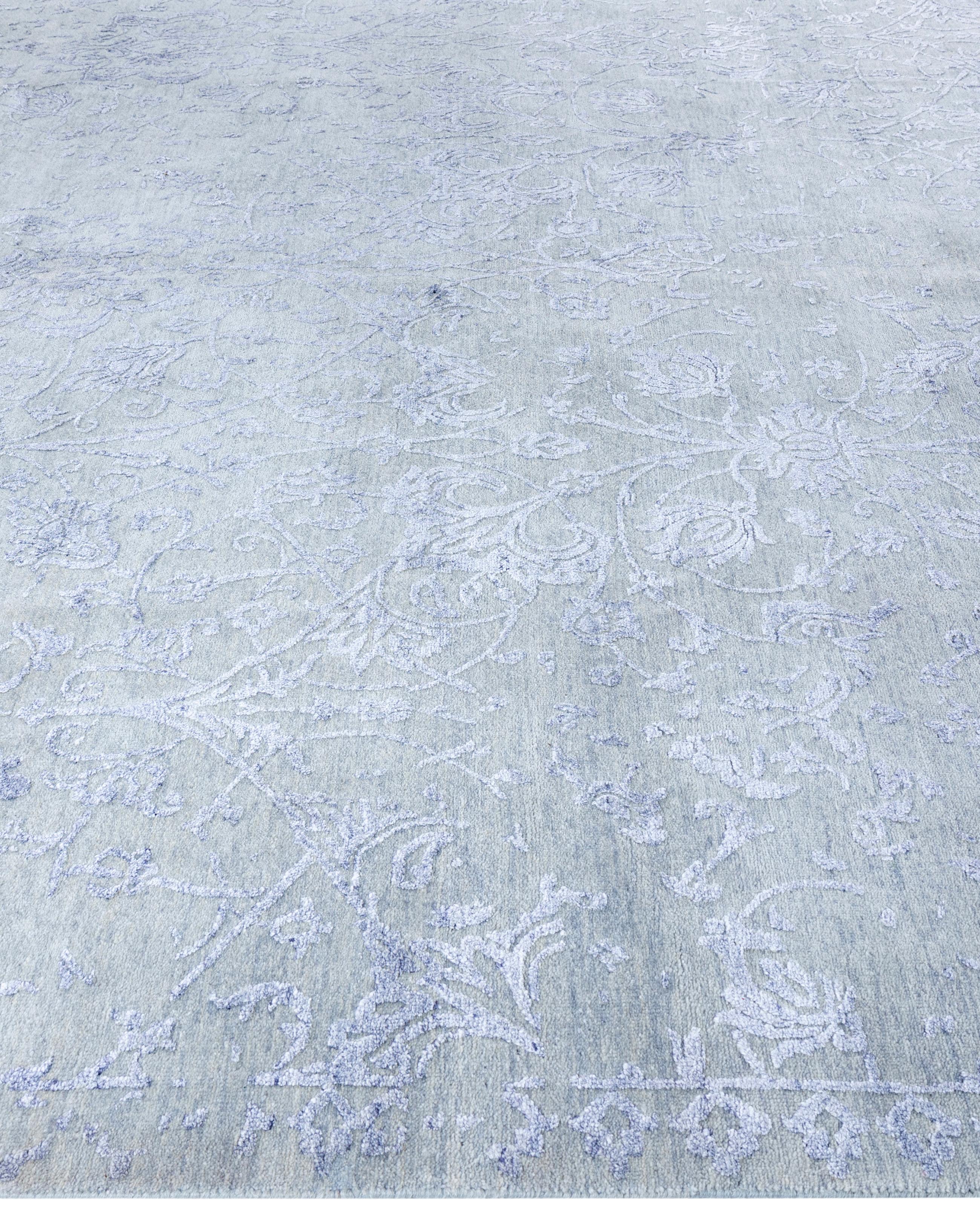 Annodato a mano Traditional Abstract Wool, Silk Hand Knoted Gray Area Rugs 8' 10