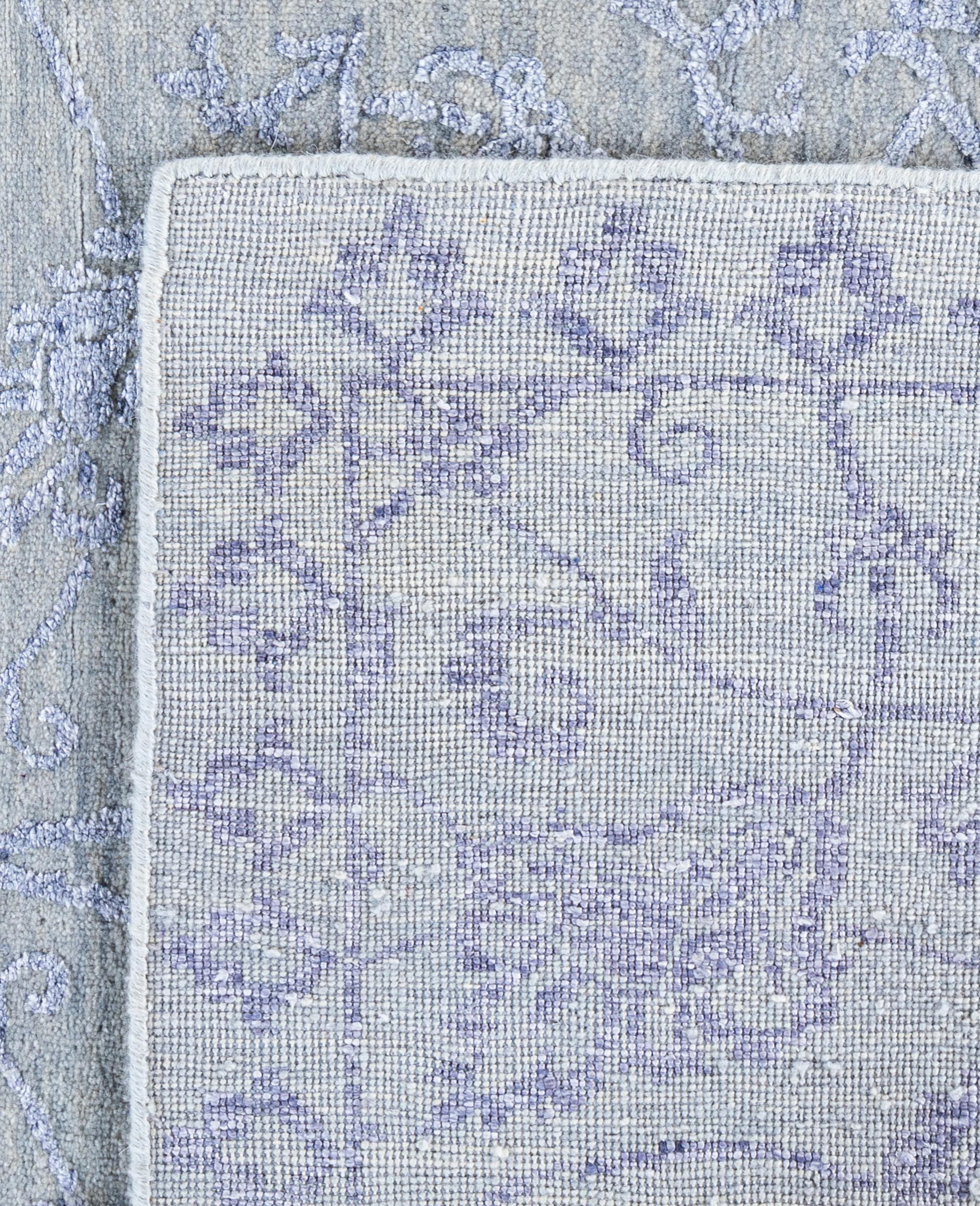 Traditional Abstract Wool, Silk Hand Knoted Gray Area Rugs 8' 10