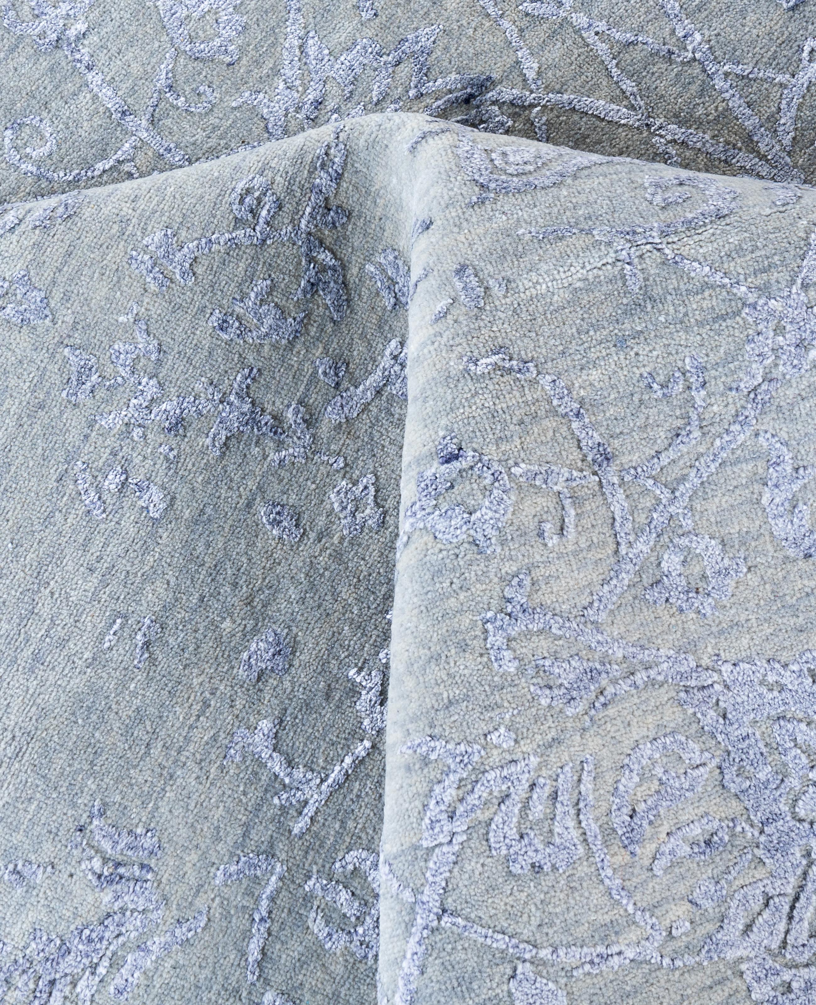 Lana Traditional Abstract Wool, Silk Hand Knoted Gray Area Rugs 8' 10